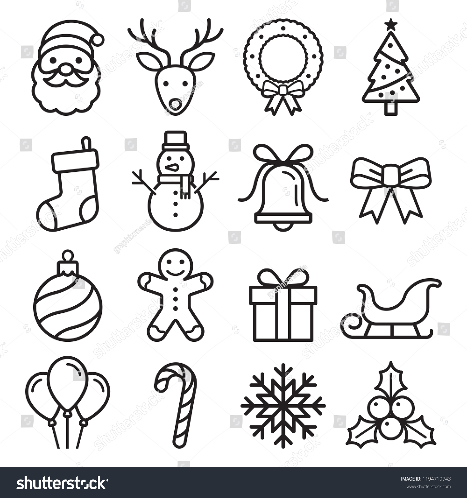 Christmas Icons Set Vector Illustrations Stock Vector (Royalty Free ...