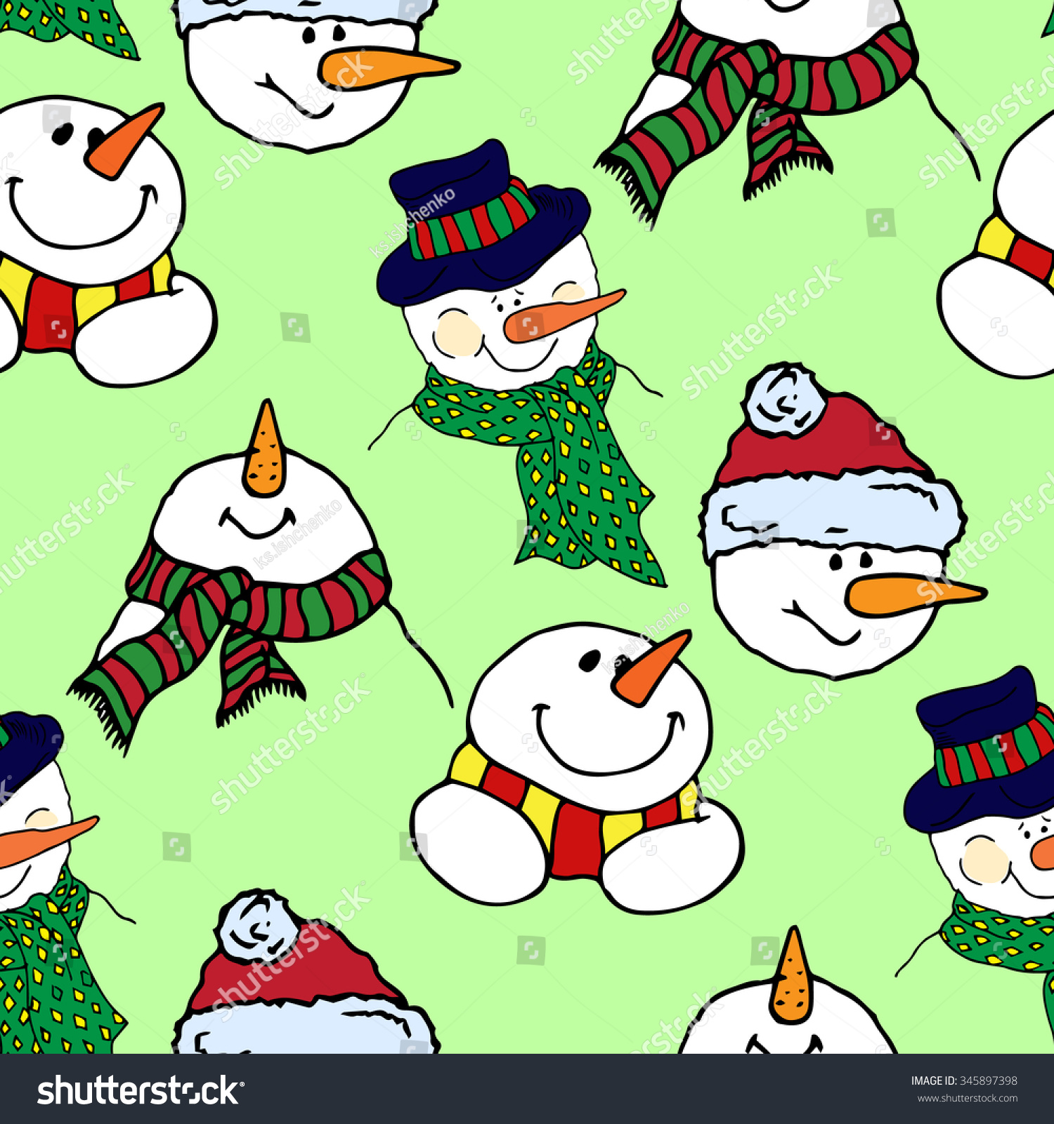 Download Christmas Illustration Colorful Snowmen New Year Stock Vector Royalty Free 345897398 Yellowimages Mockups