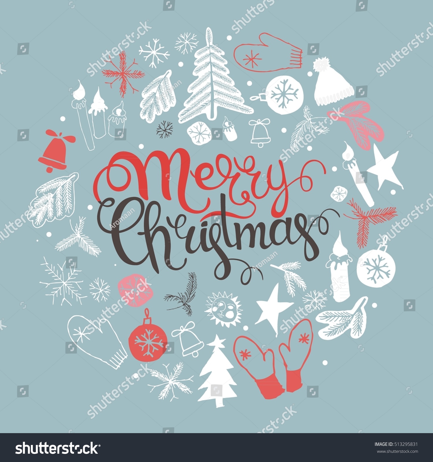 Download Christmas Illustration Lettering Merry Christmas Print Stock Vector Royalty Free 513295831 PSD Mockup Templates