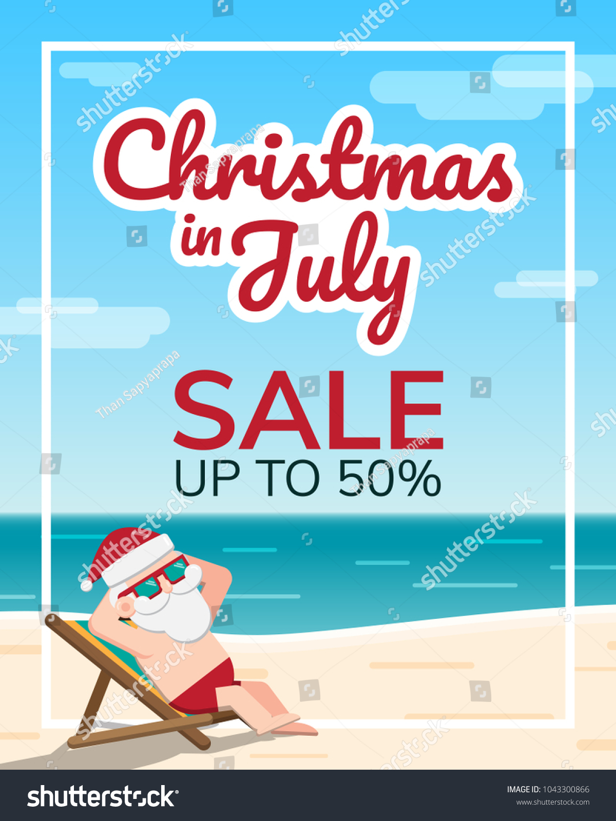 Download Christmas July Theme Santa Claus Wearing Stock Vector Royalty Free 1043300866