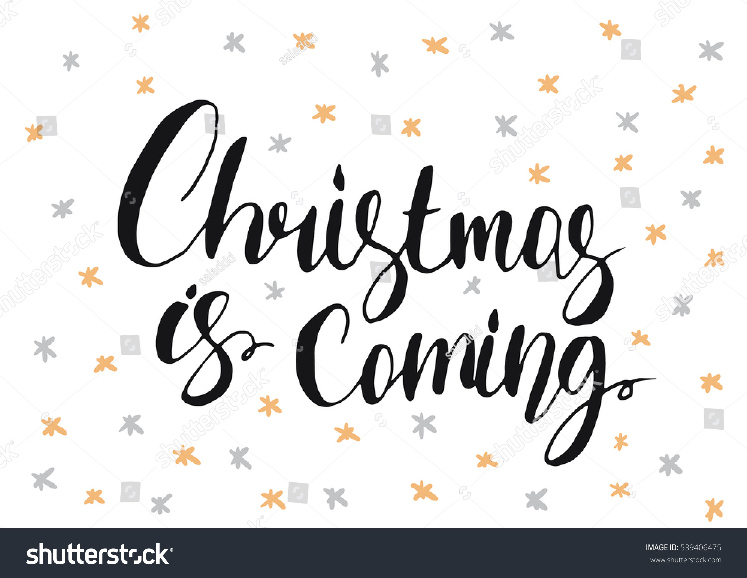 Christmas Coming Greeting Card Unique Handdrawn Stock Vector 539406475 ...