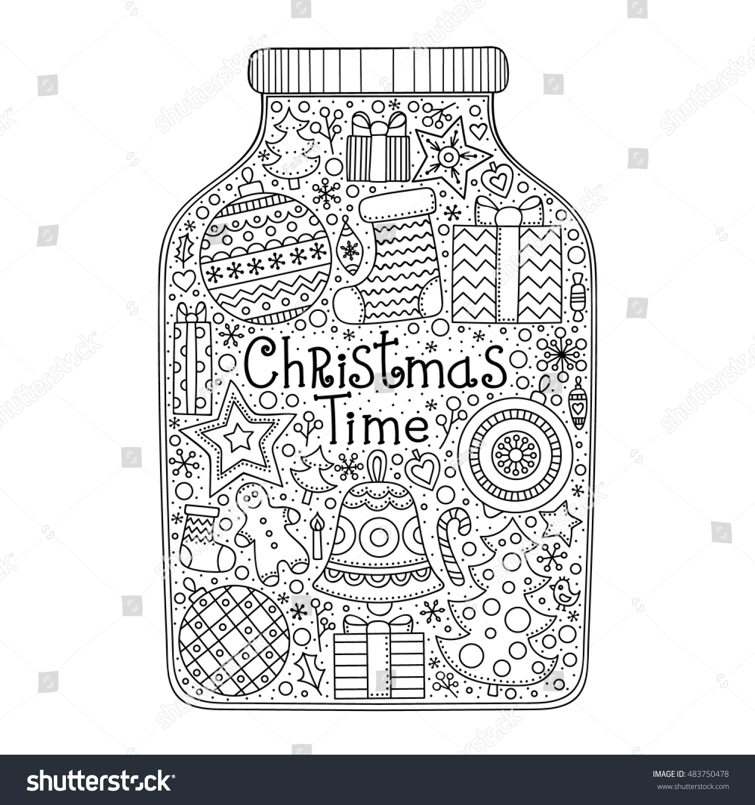 Christmas Jar Vector Hand Drawn Jar Stock Vector 483750478 ...
