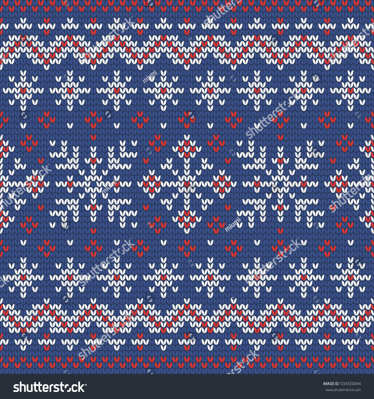 Christmas Knitting Seamless Pattern Snowflakes Perfect Stock