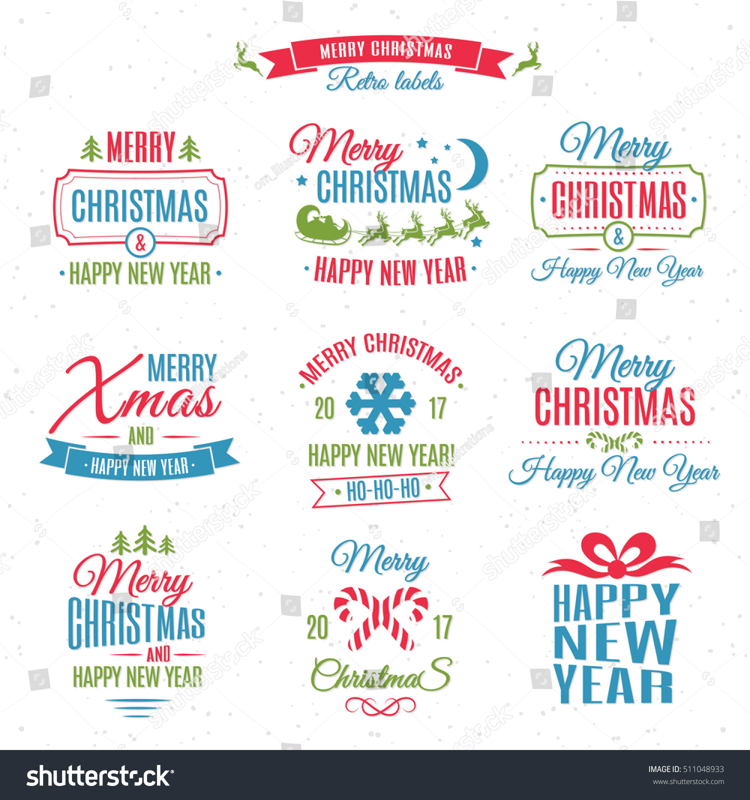 Christmas Labels Element Vector Set Color Stock Vector 511048933 - Shutterstock