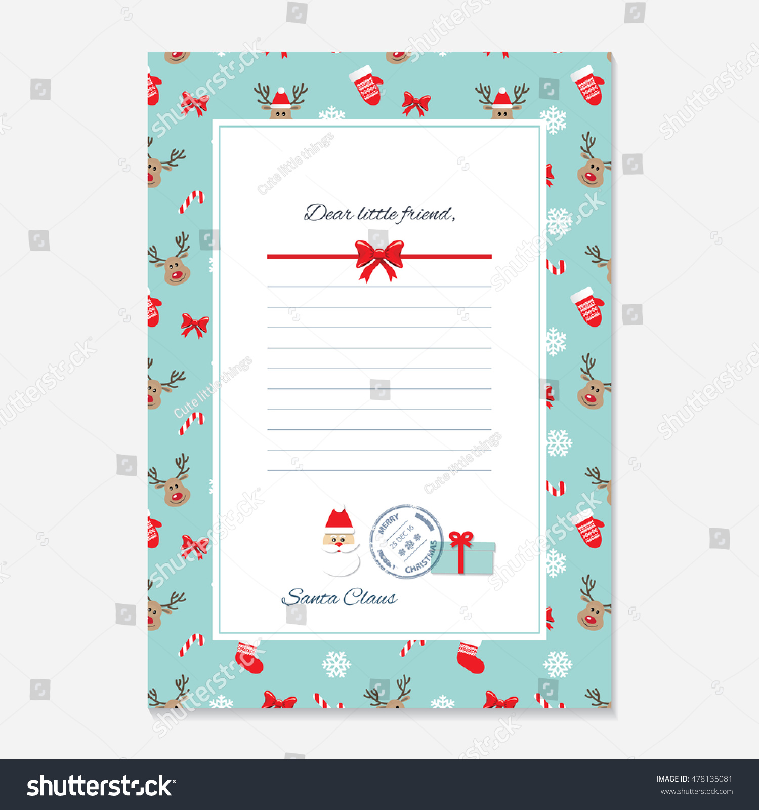 Christmas Letter Santa Claus Template Layout Stock Vector (Royalty Inside Letter From Santa Claus Template