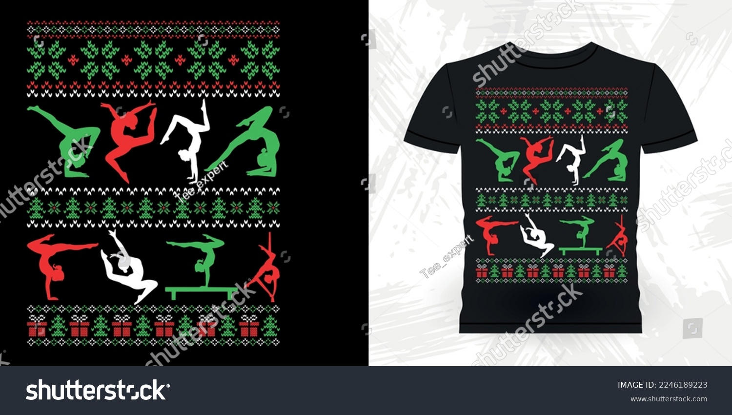 SVG of Christmas Lover Funny Gymnast Girls Women Retro Vintage Gymnastics T-shirt Design svg