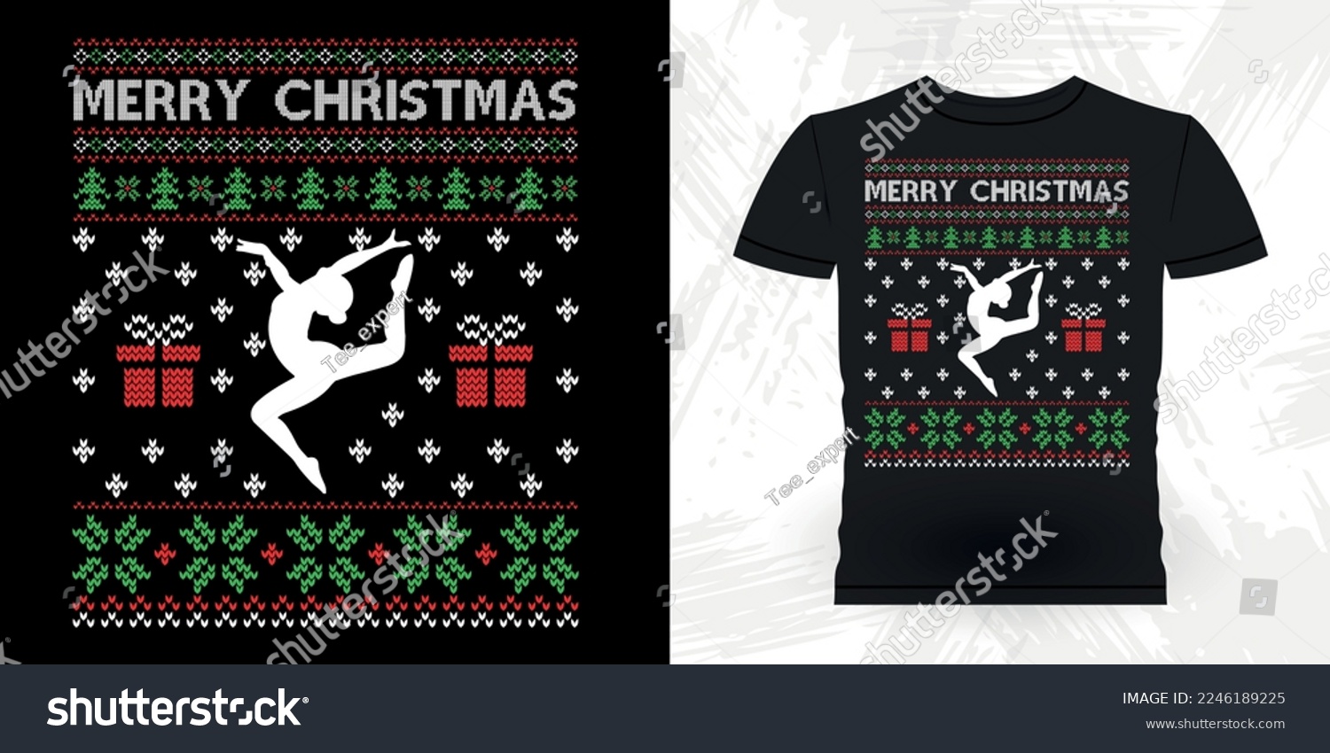 SVG of Christmas Lover Funny Gymnast Girls Women Retro Vintage Gymnastics T-shirt Design svg