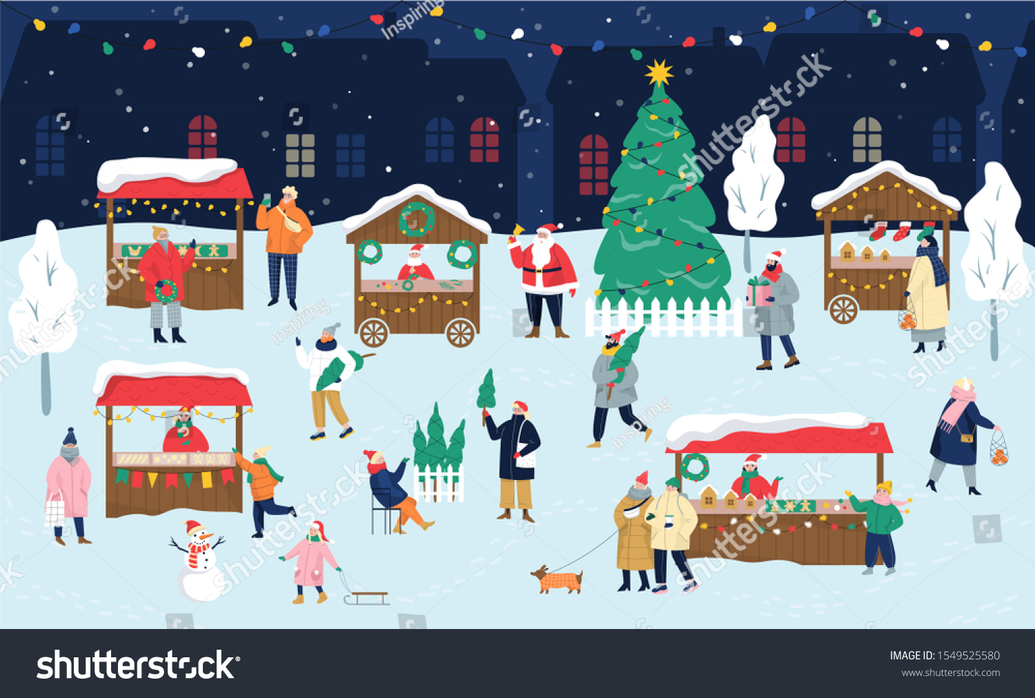 Download Christmas Market Vector Illustration Festive Food Stock Vector Royalty Free 1549525580 PSD Mockup Templates