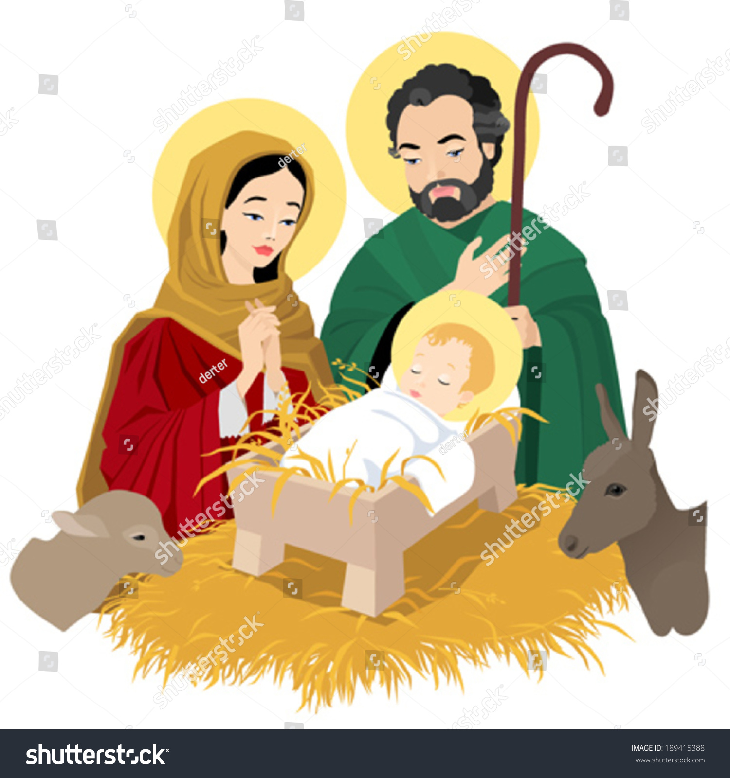 Christmas Nativity Scene Holy Family Stock Vector 189415388 - Shutterstock