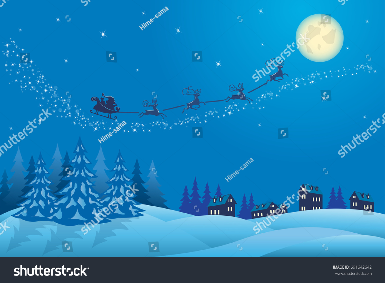 Download Christmas Night Snow Background Blue Sky Stock Vector ...