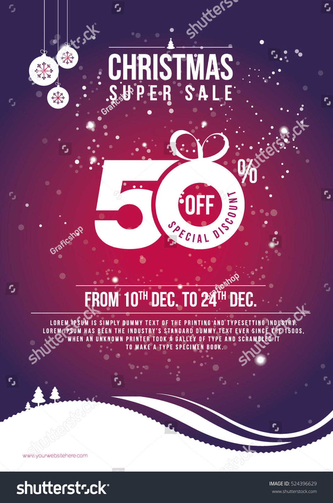 Christmas fer Template Design with Discount Tag A4 Festival Sale Poster Layout Template