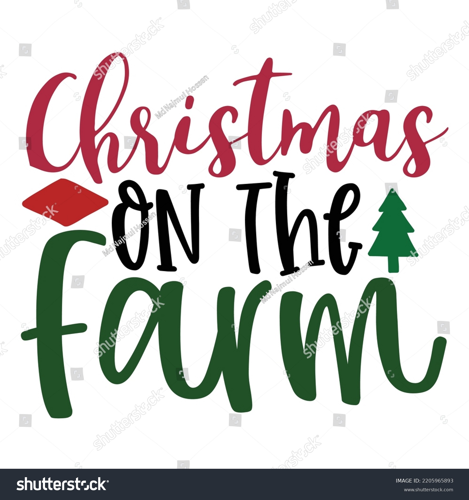 SVG of Christmas On The Farm, Merry Christmas shirts, mugs, signs lettering with antler vector illustration for Christmas hand lettered, svg, Christmas Clipart Silhouette cutting svg