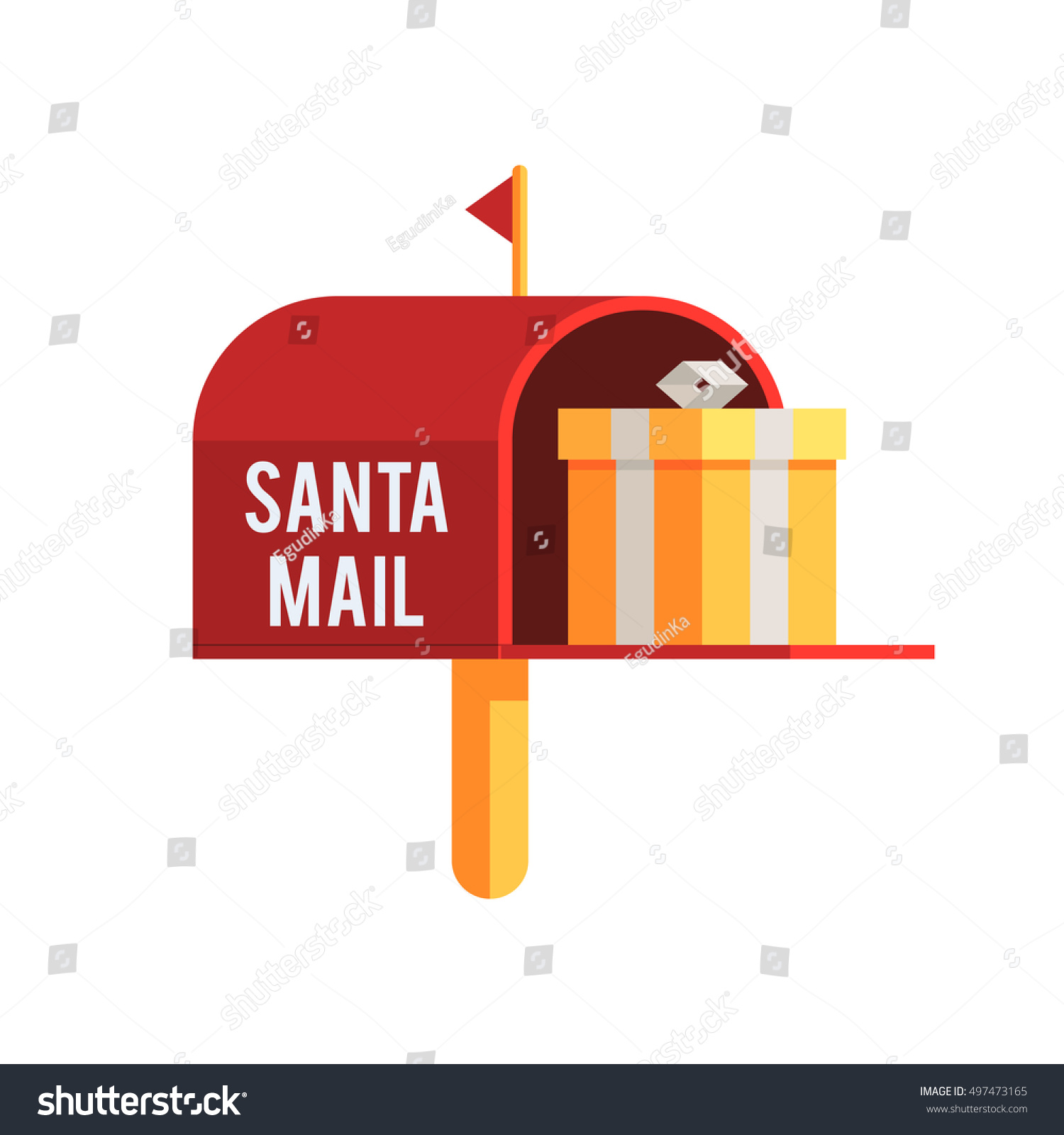 Christmas Outdoor Mailbox Gift Box Holiday Stock Vector Royalty