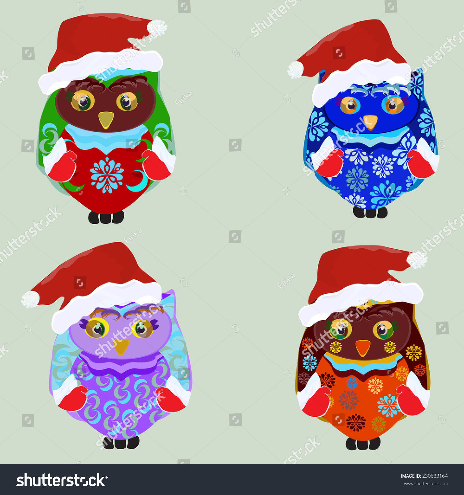 Christmas Owl Stock Vector Illustration 230633164 : Shutterstock