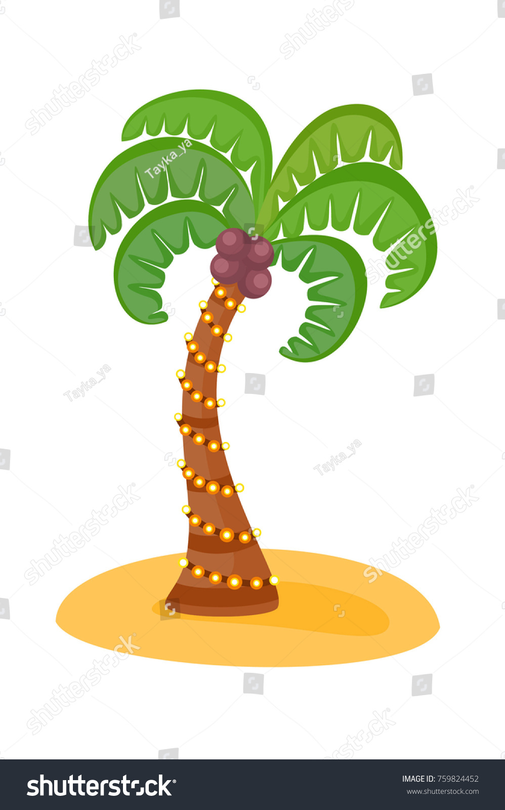 Christmas Palm Tree Vector Illustration Stock Vector (Royalty Free