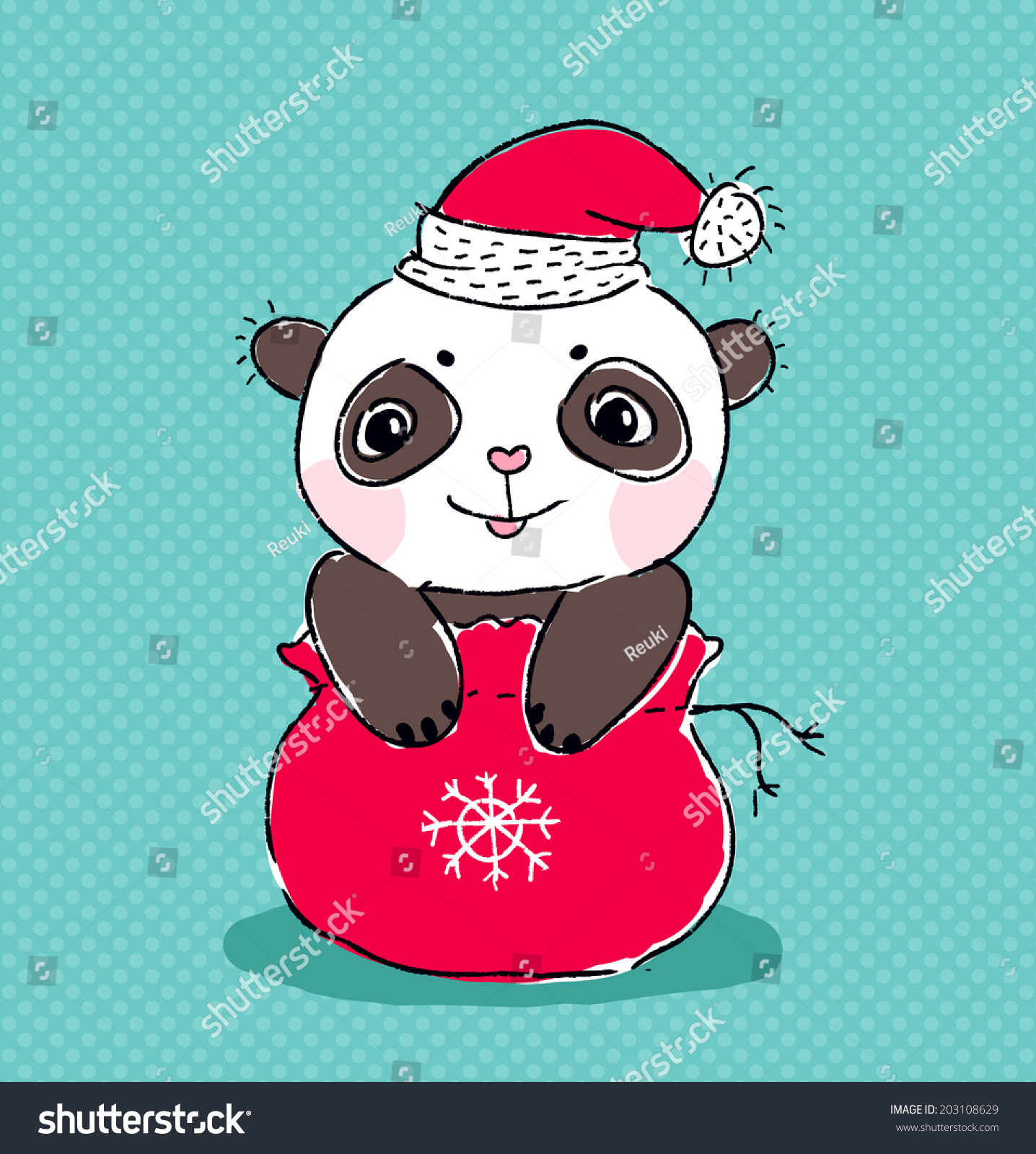 Download Christmas Panda Stock Vector Illustration 203108629 ...