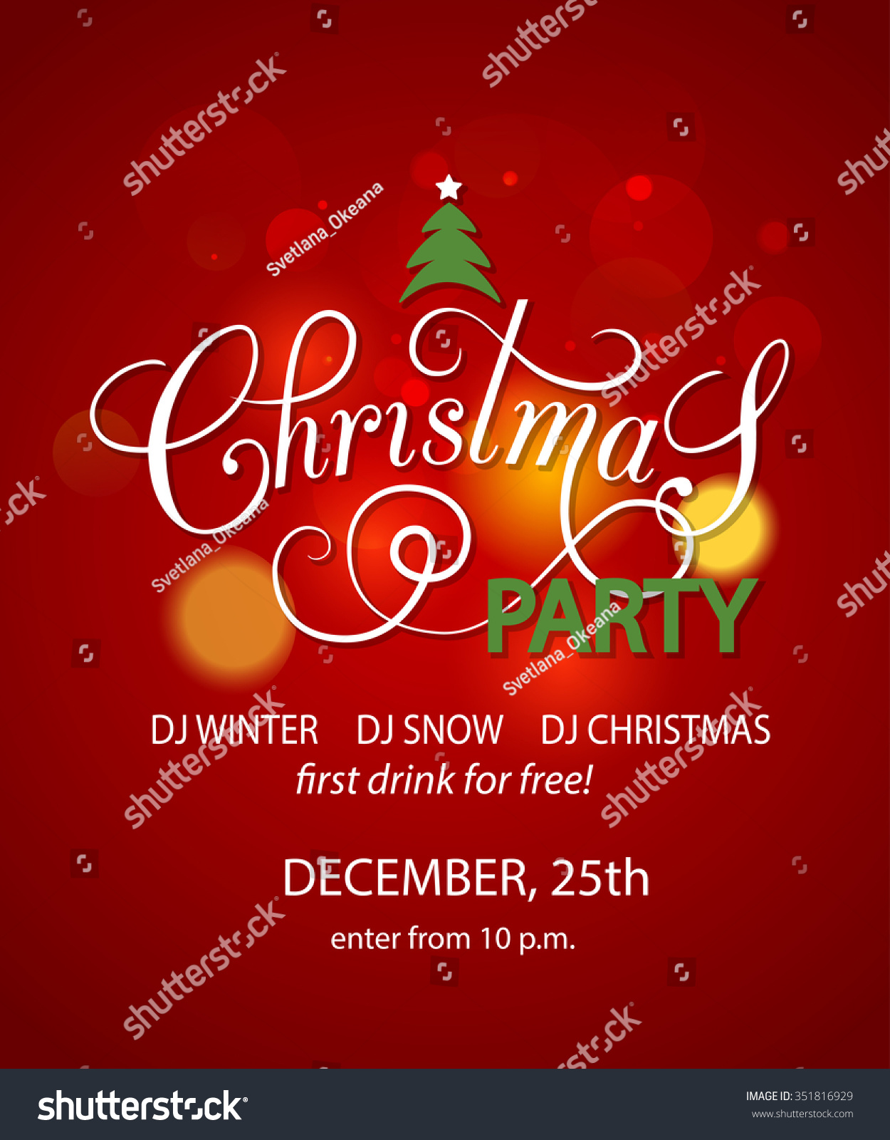 Christmas Party Background Invitation Holidays Greeting Stock Vector ...