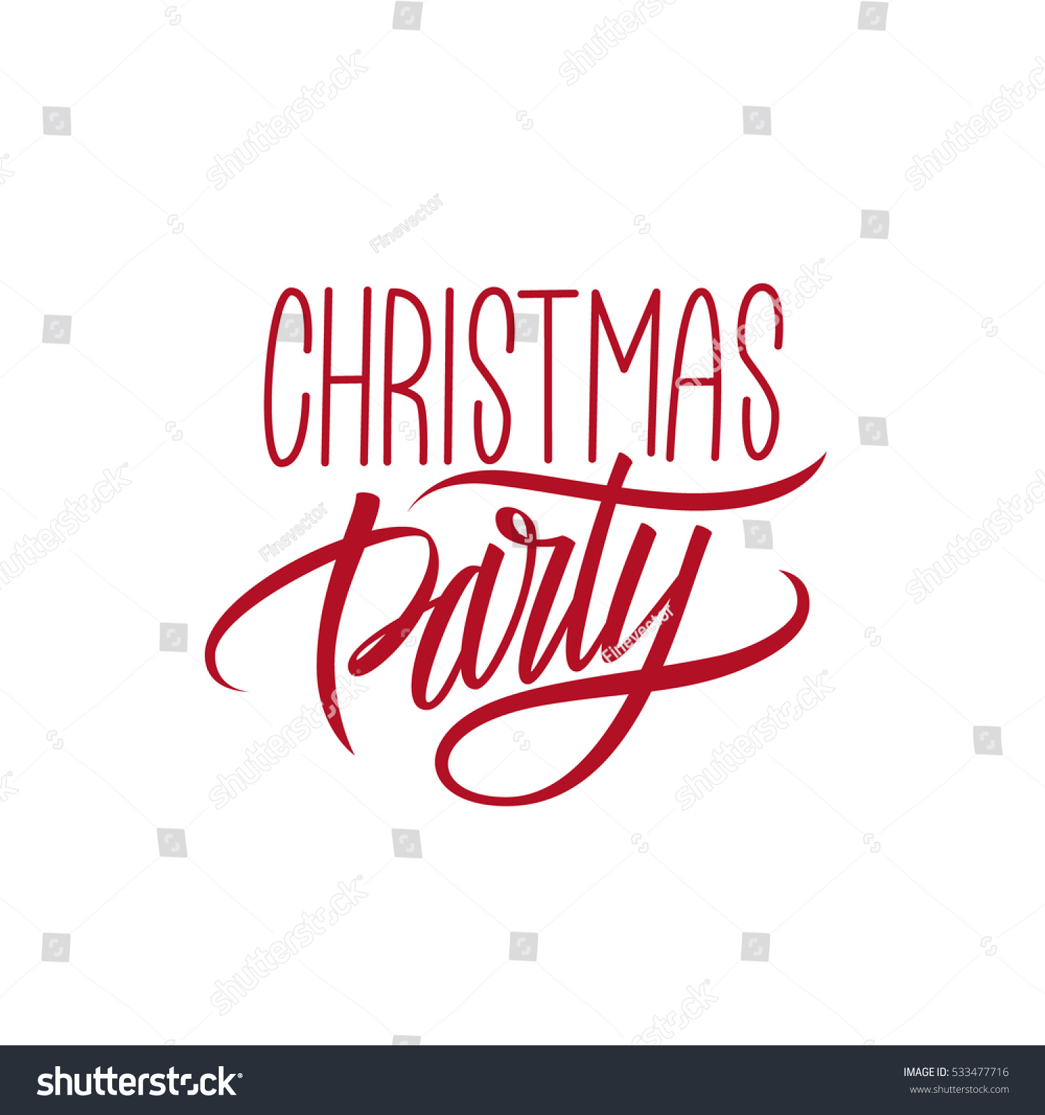 Christmas Party Calligraphic Lettering Design Card Template. Creative ...