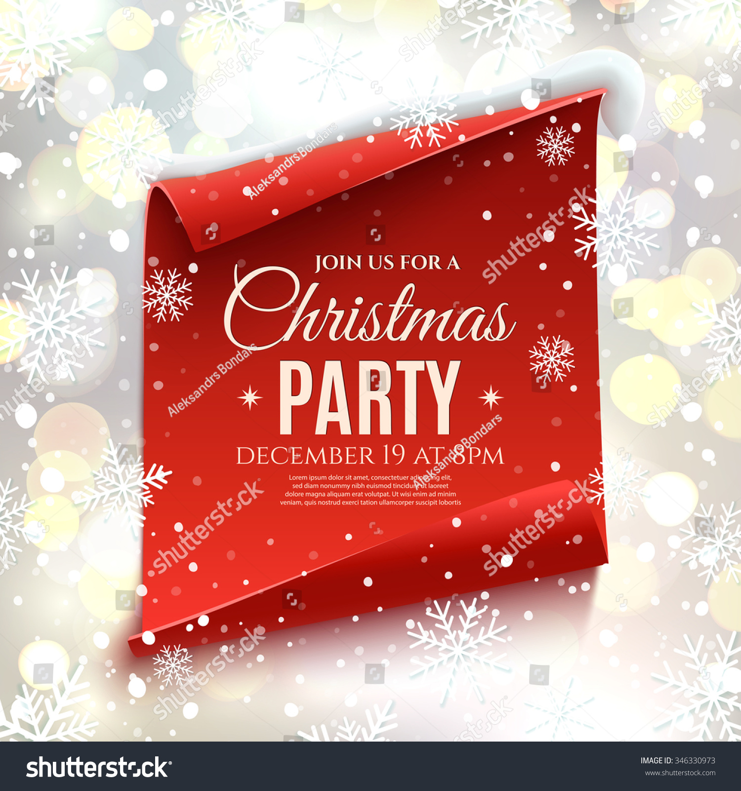 merry outdoor banner christmas Red Curved Stock Christmas Vector Party Paper Invitation