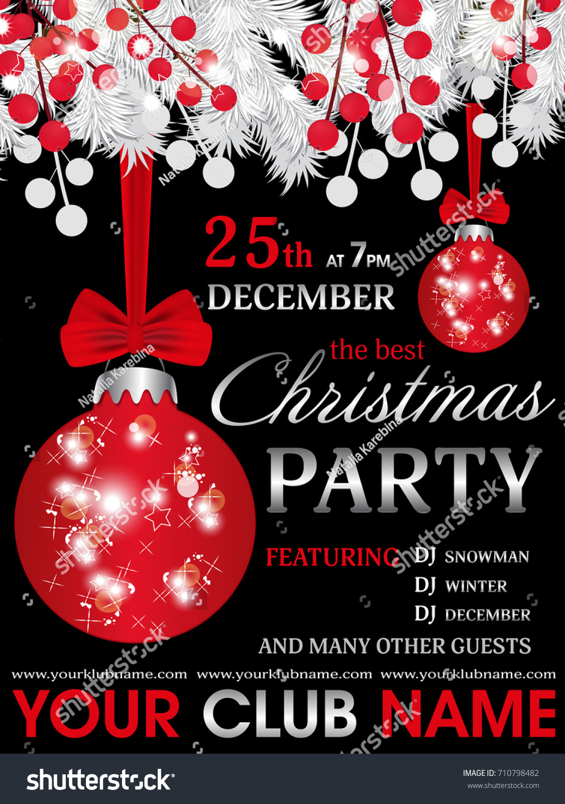 christmas party invitation template black background stock vector best black and white christmas flyer