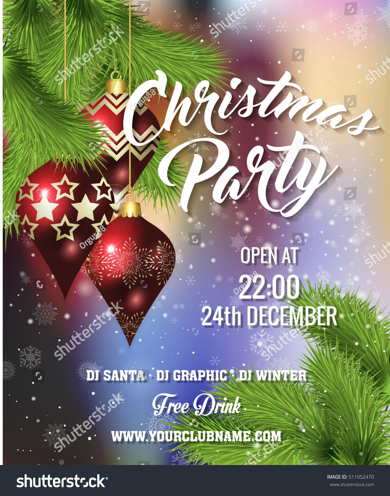 Christmas Party Poster Design Stock Vector Illustration 511052470 ...
