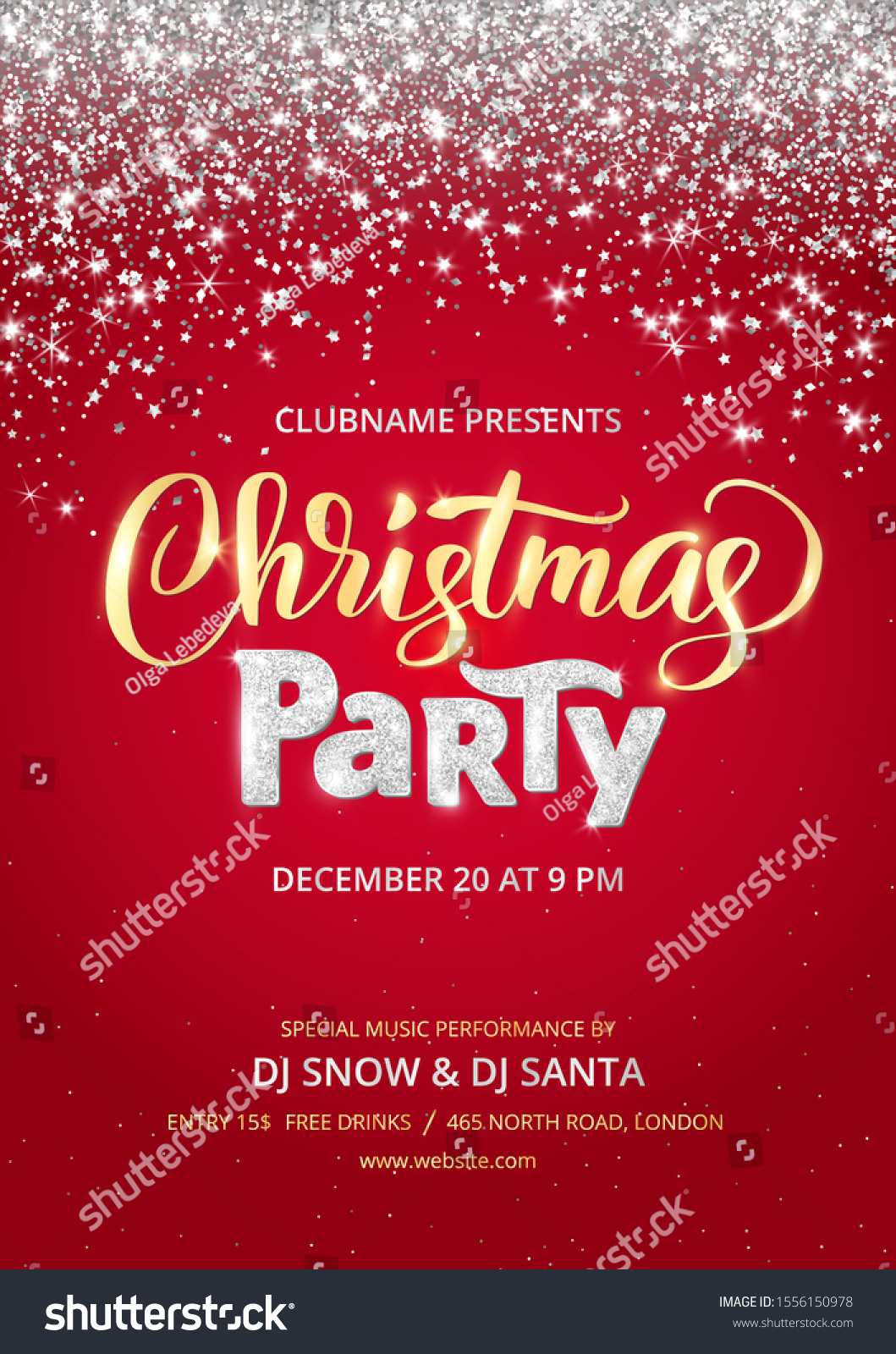 Christmas Party Poster Template Holiday Flyer Stock Vector Throughout Free Holiday Party Flyer Templates