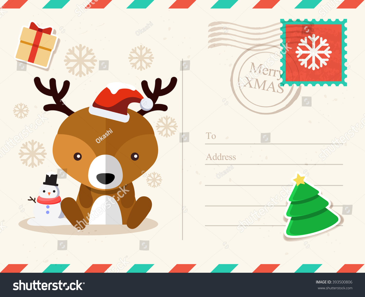 Christmas Postcard Background Vector Illustration Stock Vector ...