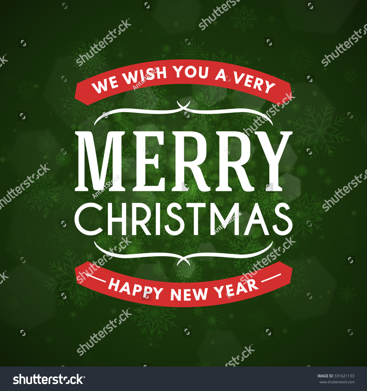 Christmas Postcard Typographic Merry Christmas And Happy New Year Badge. Vector Illustration