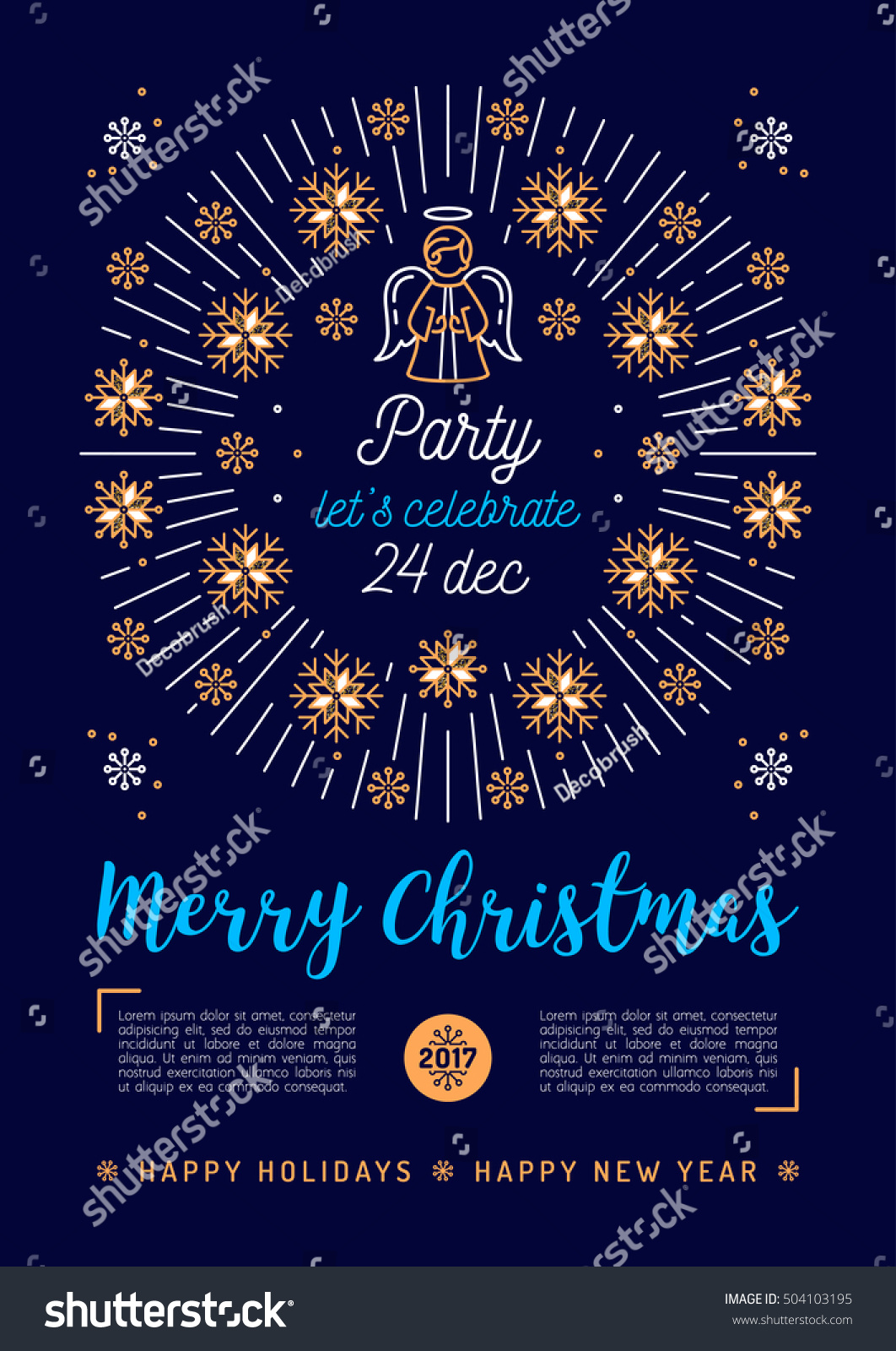 Christmas poster Holiday Xmas party flyer A4 size Christmas religious placard Mono thin