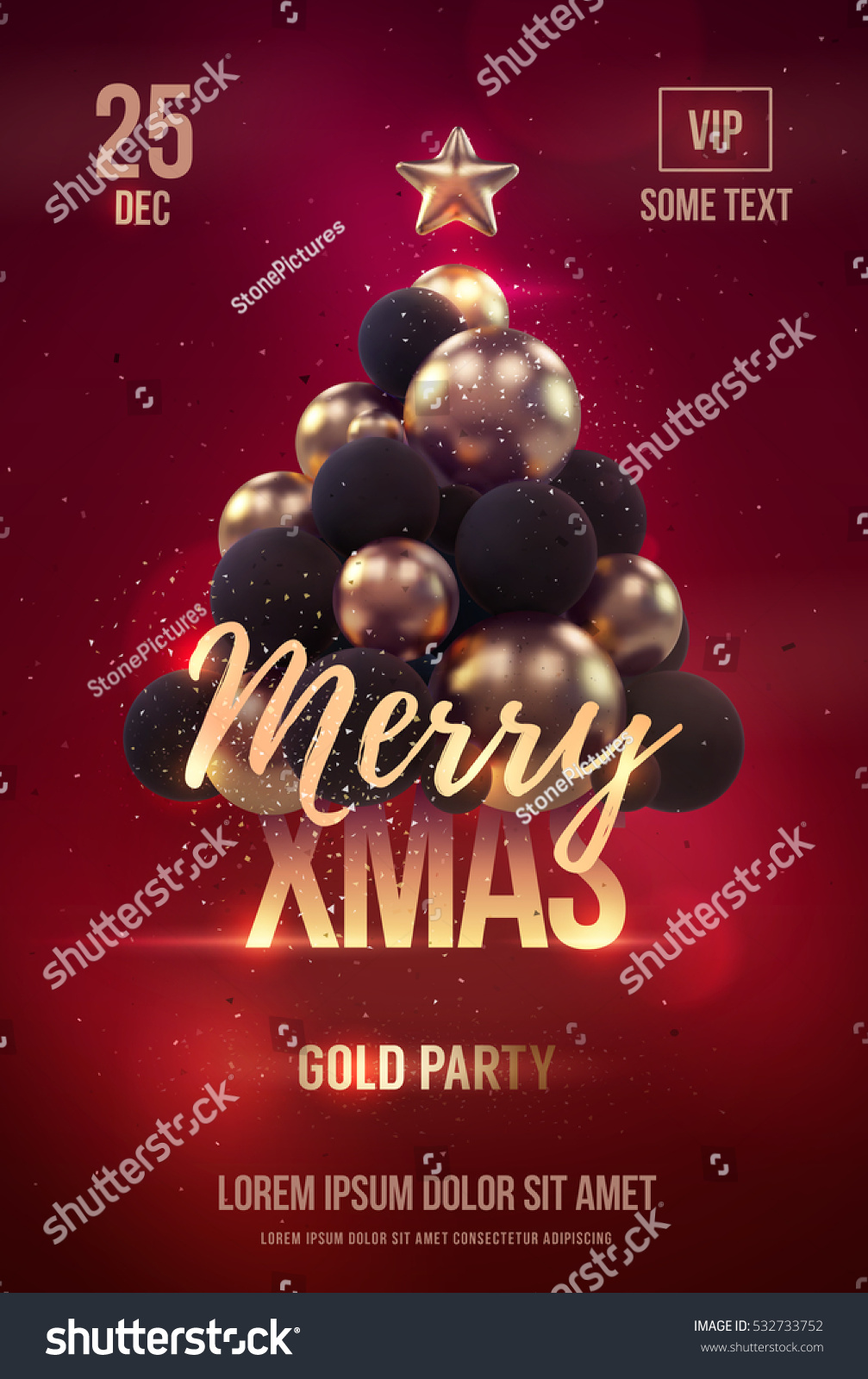 Christmas Poster Flyer Template Golden Christmas Stock Vector 532733752 Shutterstock Tree Lighting Flyer Template