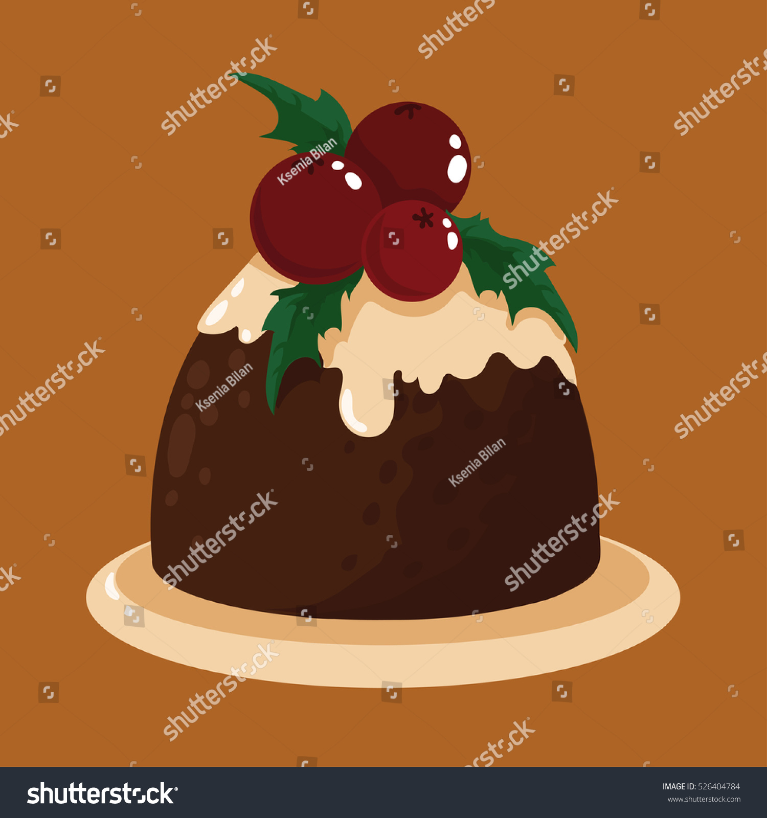 Christmas Pudding Vector Illustration Stock Vector 526404784 - Shutterstock