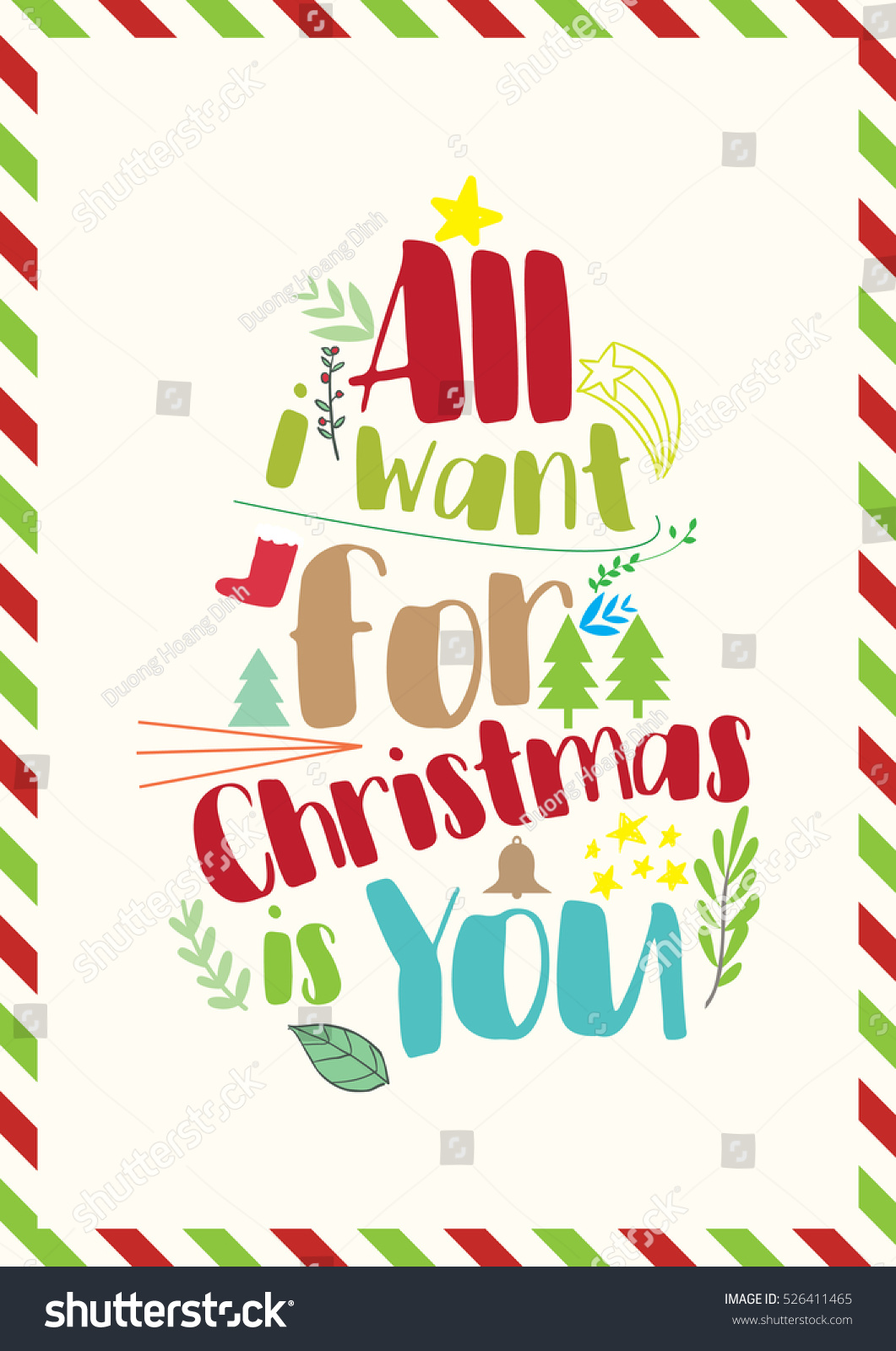 Christmas Quote All Want Christmas You Stock Vector 526411465