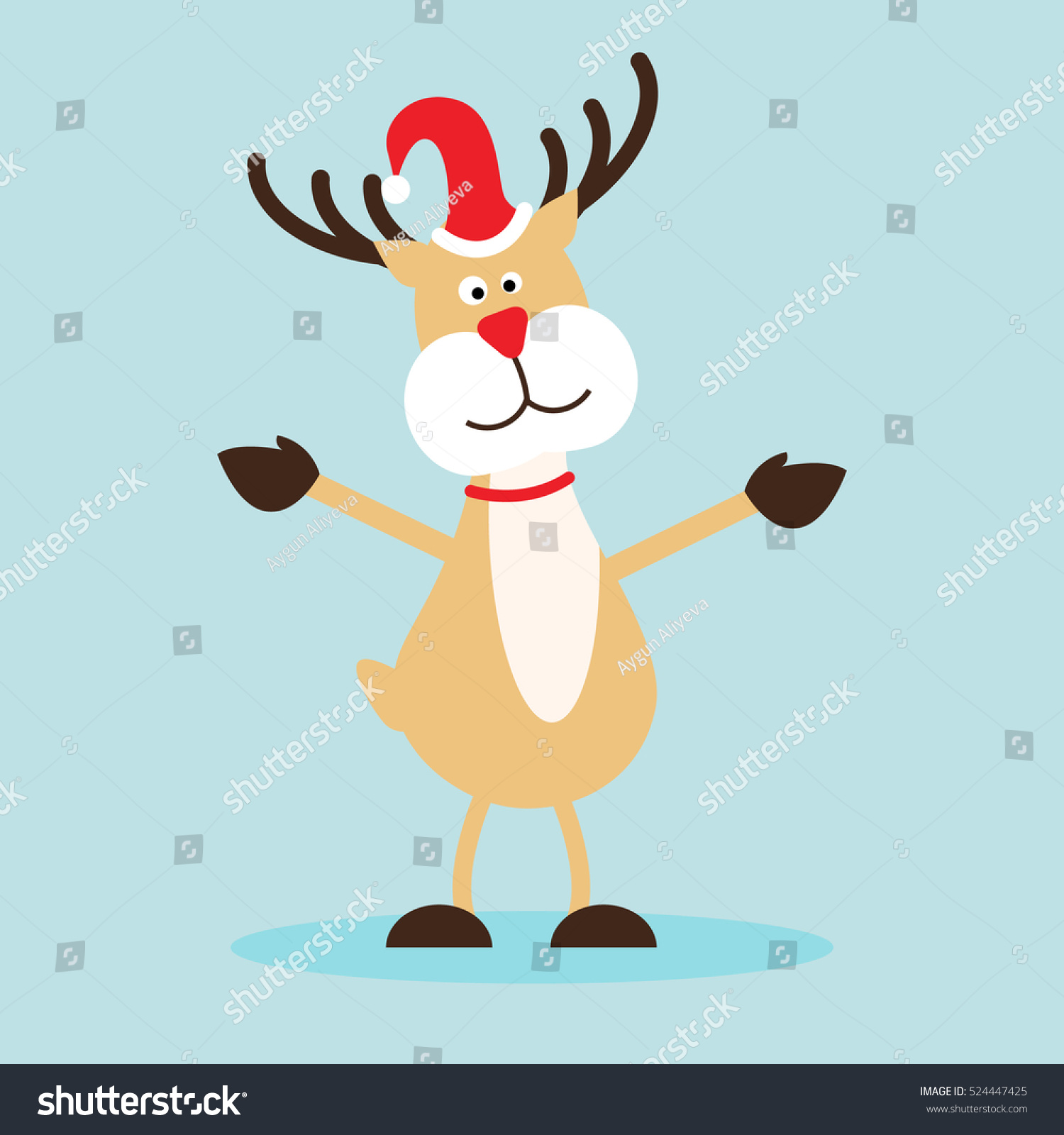 Christmas Reindeer Flat Design Christmas Holiday Stock Vector 524447425 