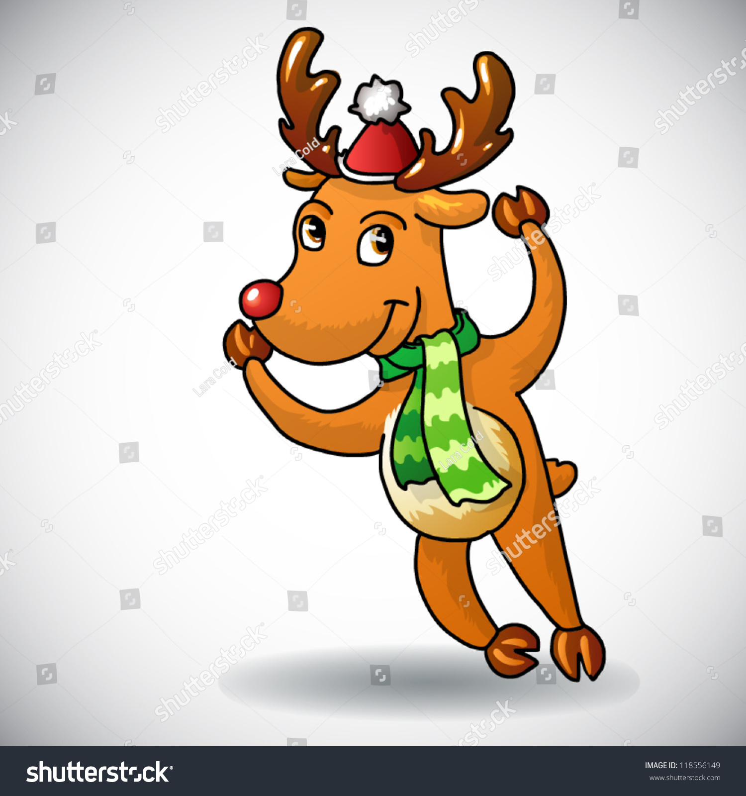 Christmas Reindeer Santa Claus. Funny Holiday Mascot. Vector ...