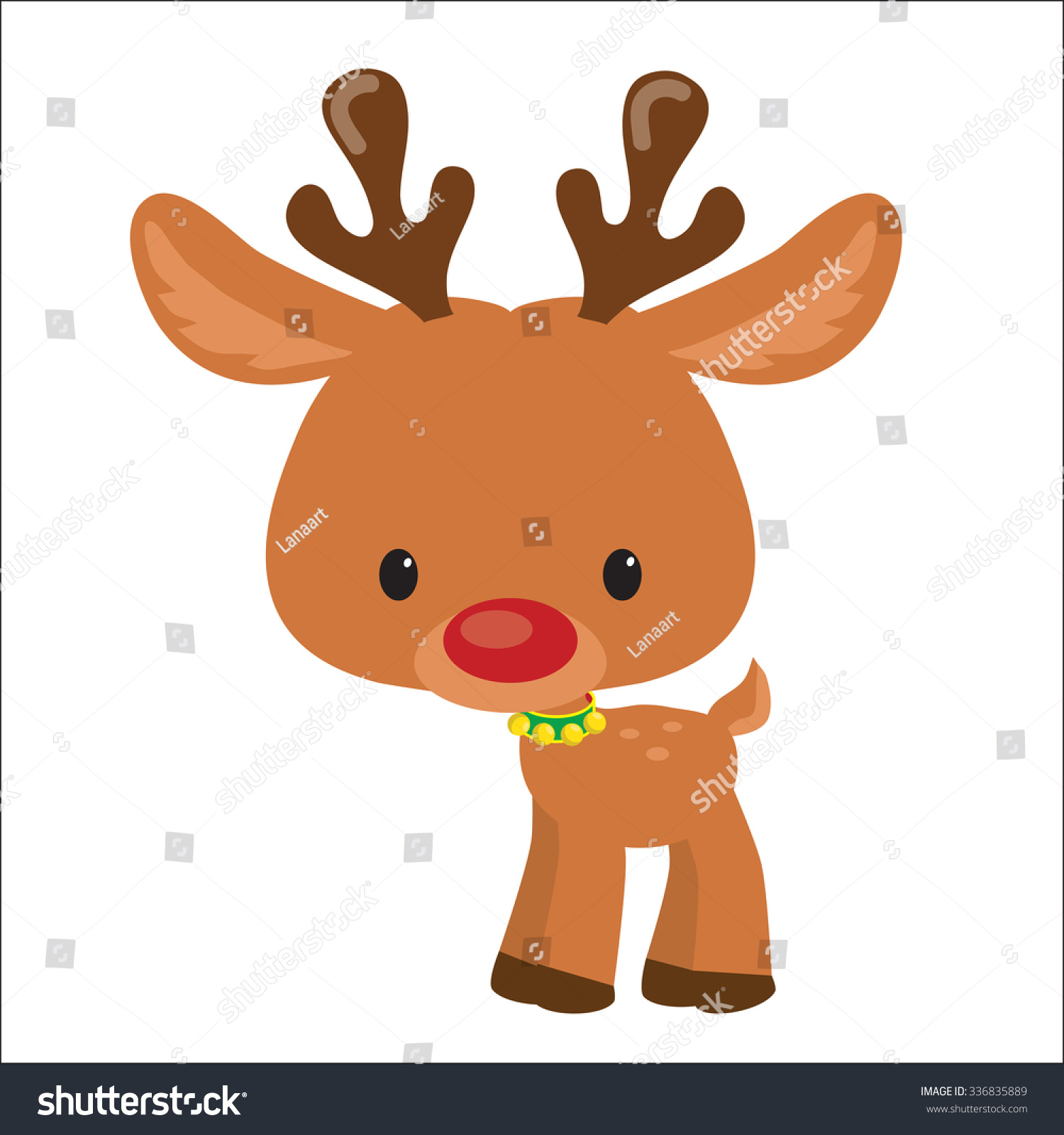 Christmas Reindeer Vector Illustration - 336835889 : Shutterstock