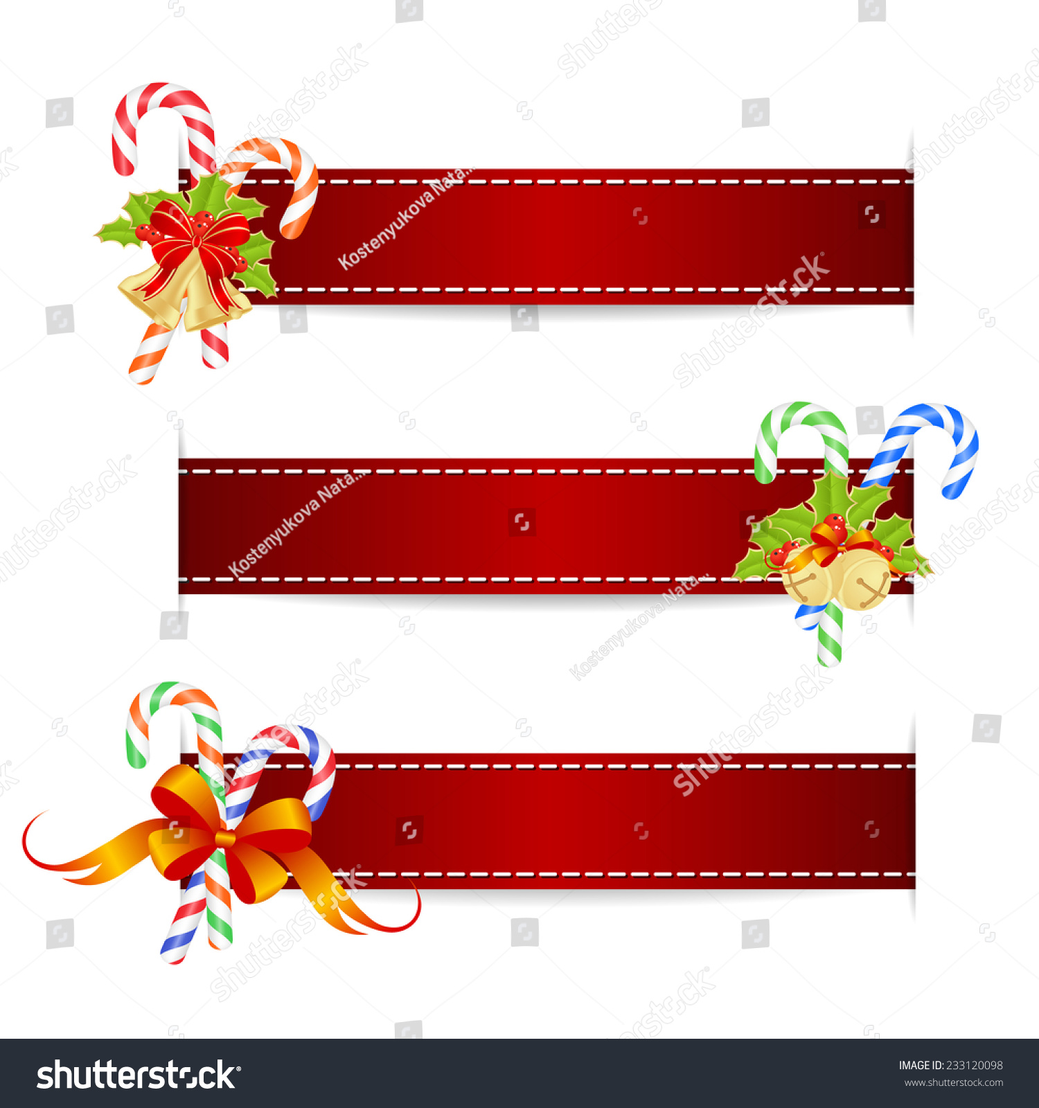 Christmas Ribbons Christmas Decorations Vector Illustration Stock