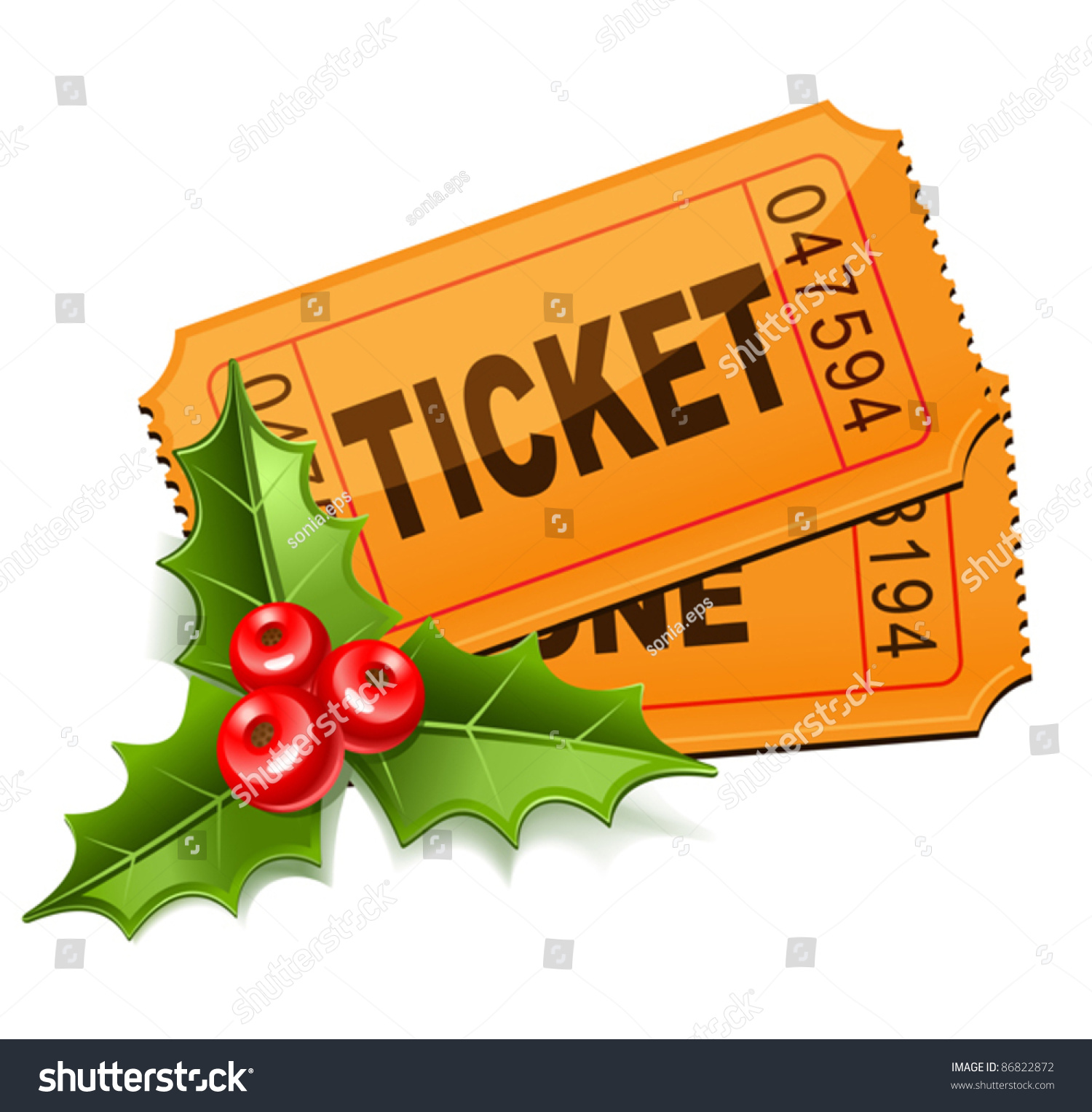 Christmas Sale Tickets Mistletoe Stock Vector 86822872