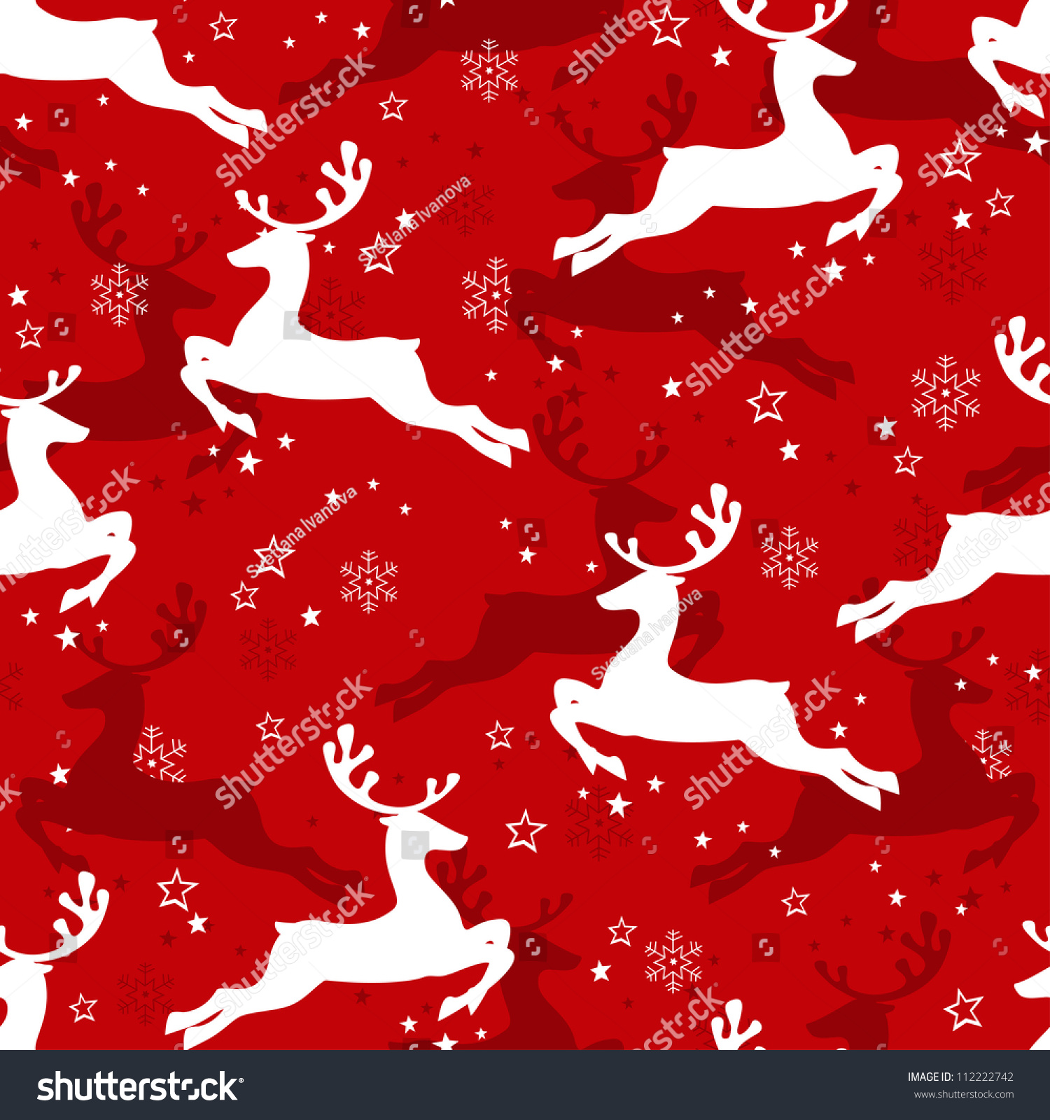 Christmas Seamless Pattern Reindeer Vector Illustration Stock Vector