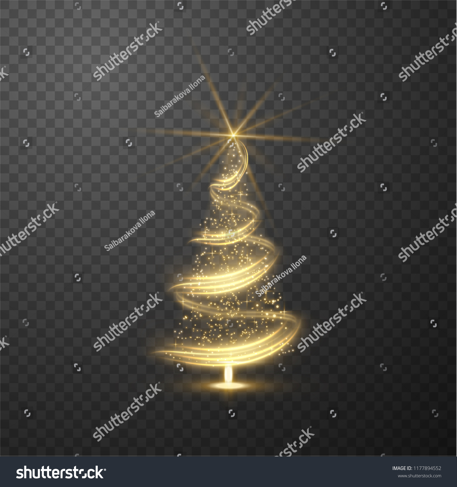 Christmas Shiny Tree Background Blurred Lights Stock Vector (Royalty