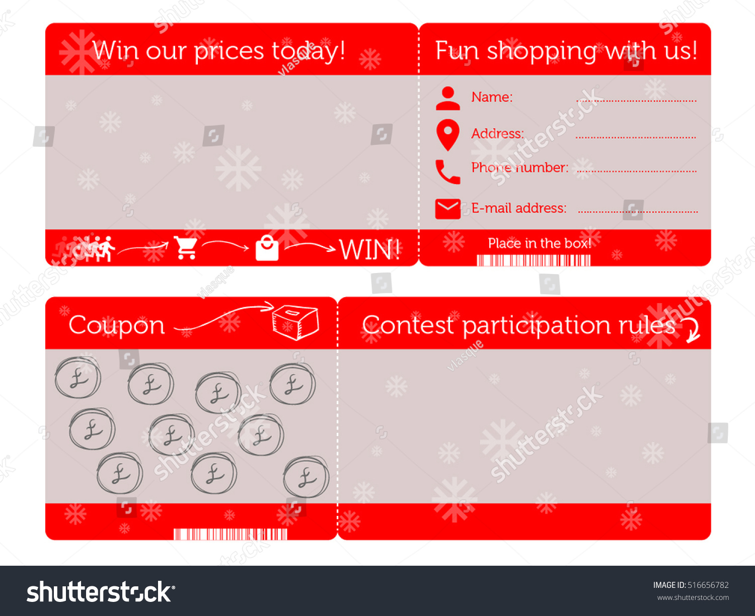 Christmas Shopping Coupon Winter Holidays Voucher Stock Vector Royalty Free 516656782