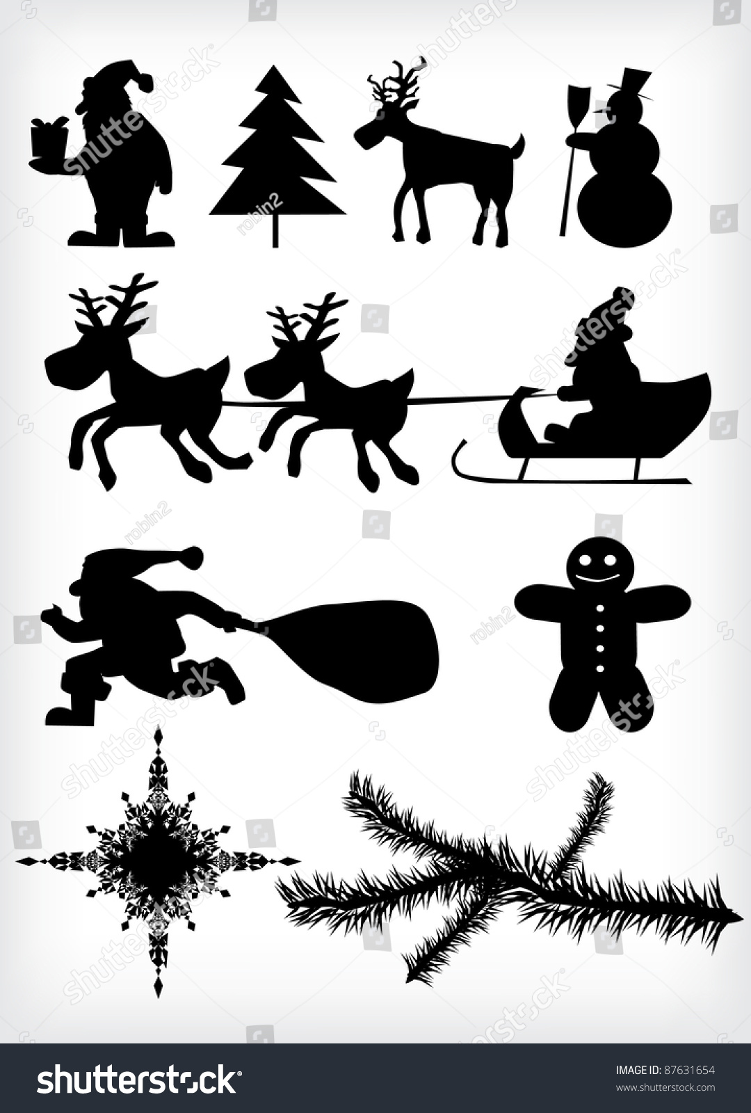 Christmas Silhouette Stock Vector Illustration 87631654 : Shutterstock