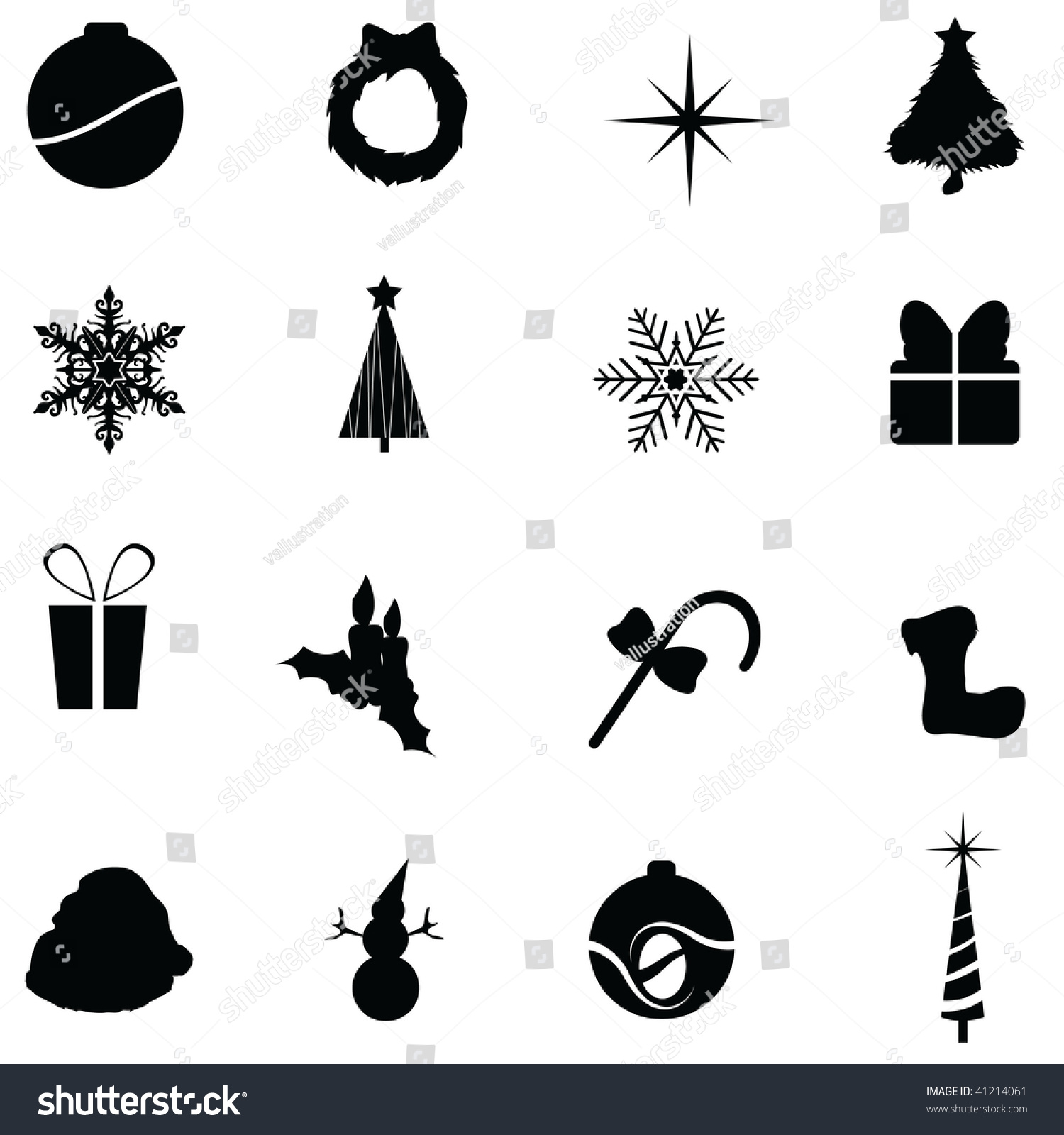 Christmas Silhouettes Icons Stock Vector Illustration 41214061 ...