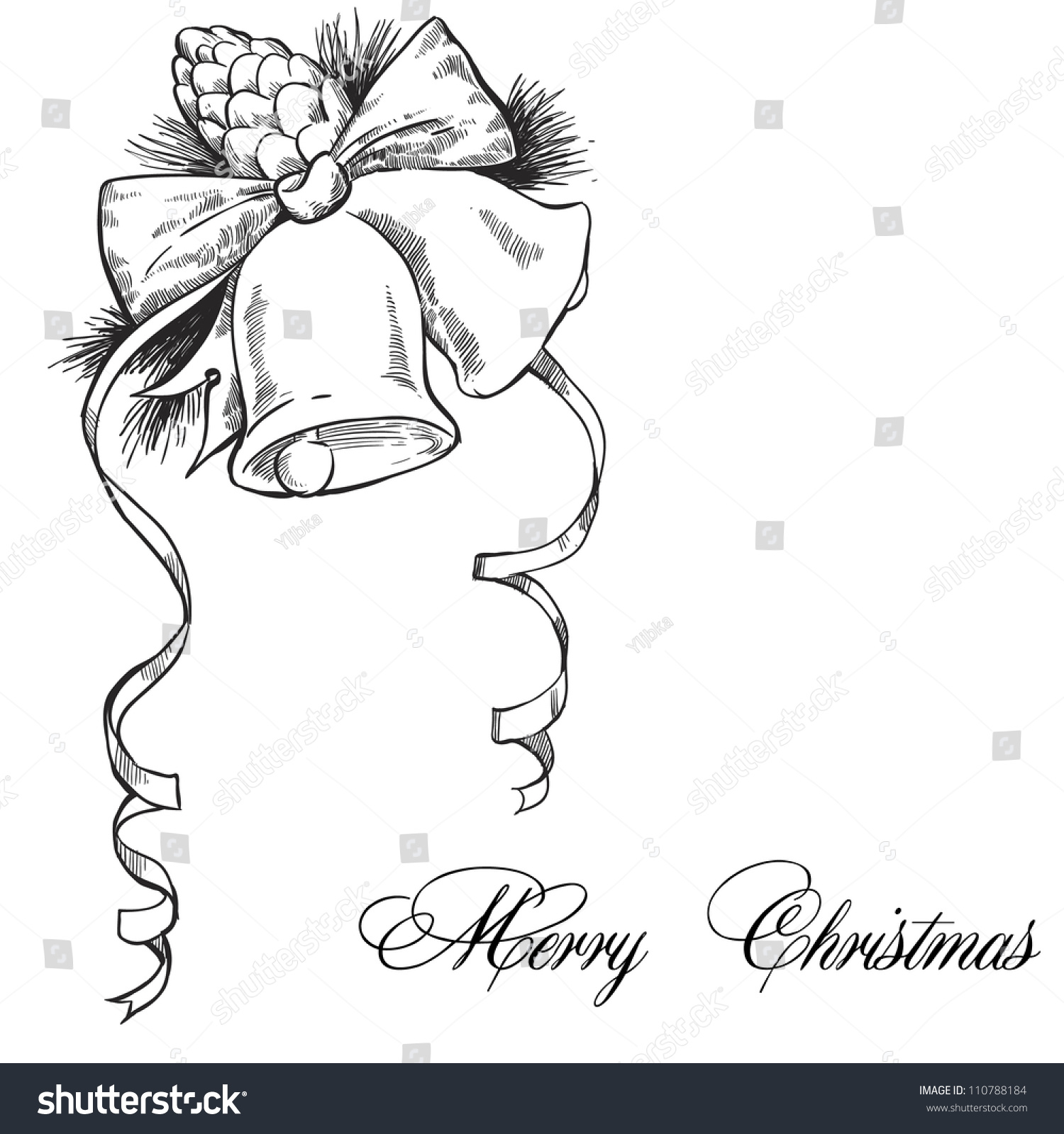 Christmas Sketch Bells Stock Vector 110788184 - Shutterstock