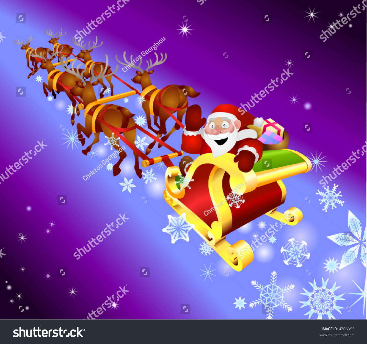 Christmas Sled. Santa Waving From His Sled Stock Vector Illustration ...