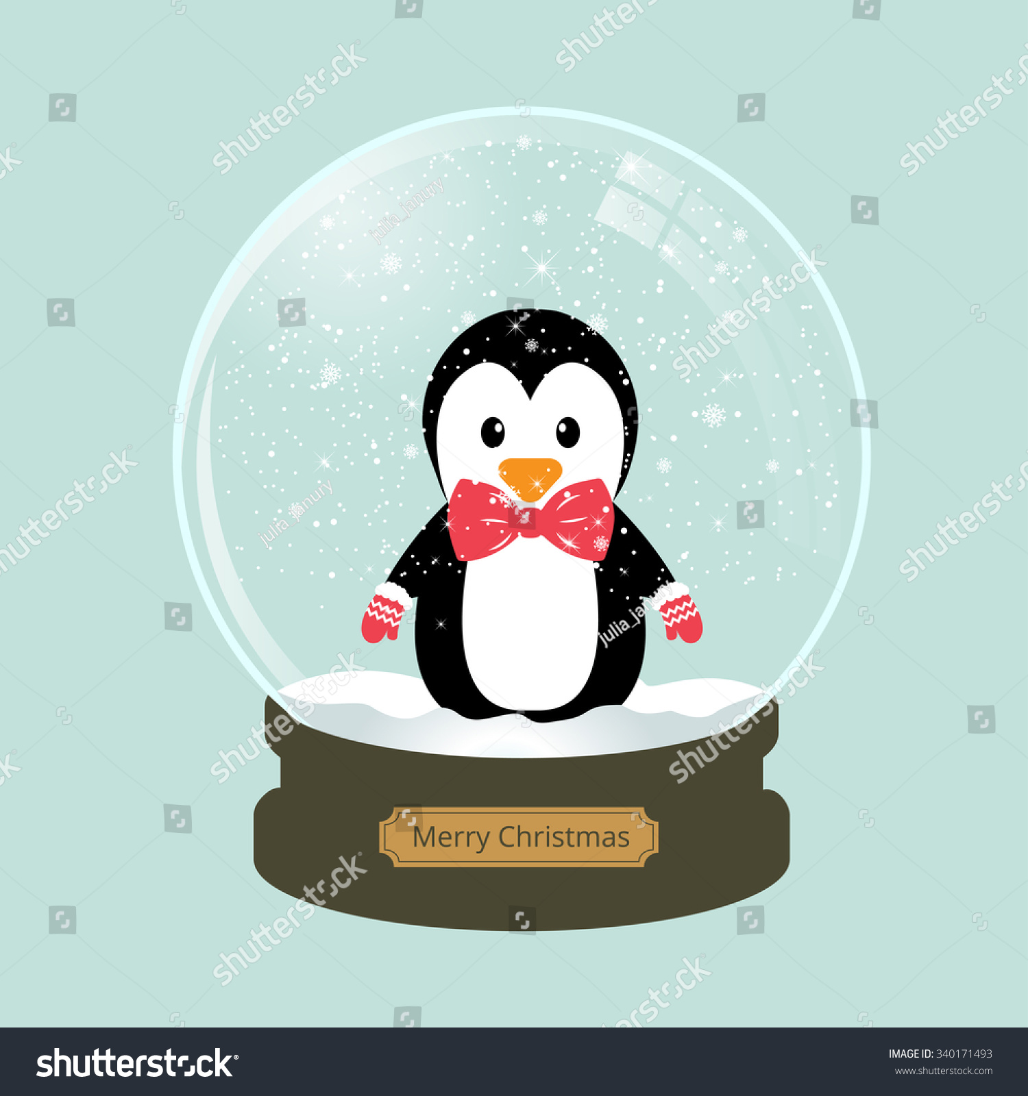 Christmas Snow Globe Penguin Stock Vector (Royalty Free) 340171493