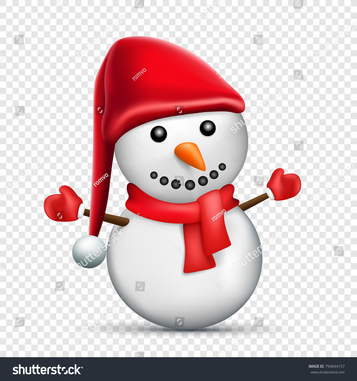 Christmas Snowman Shadow On Transparent Background Stock Vector Royalty Free 754044157