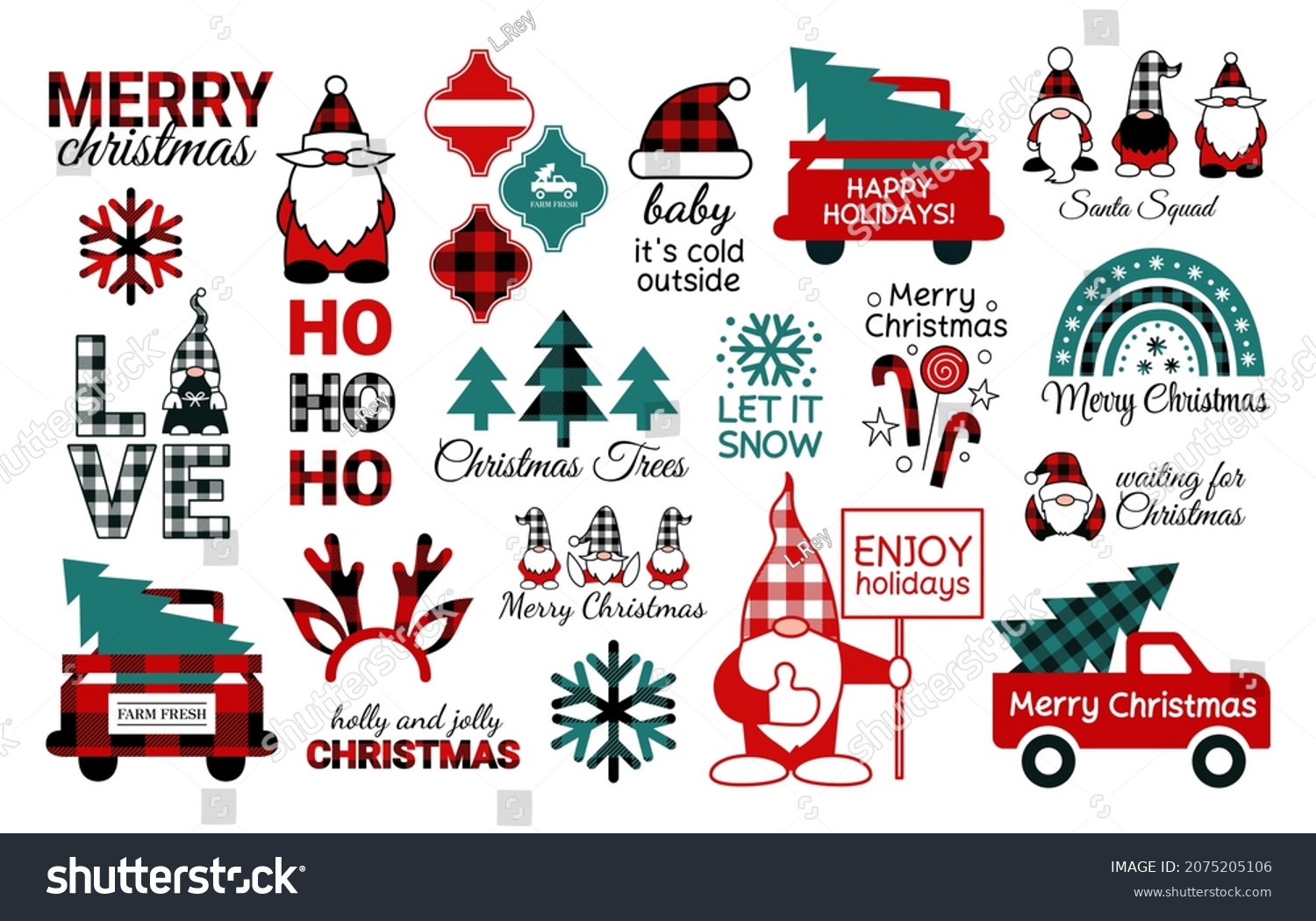 SVG of Christmas SVG bundle. Happy New Year. Buffalo plaid snowflakes. Christmas gnomes. Santa Claus squad. Arabesque tile ornament. Red truck with Christmas trees. Boho rainbow. Reindeer antlers. svg