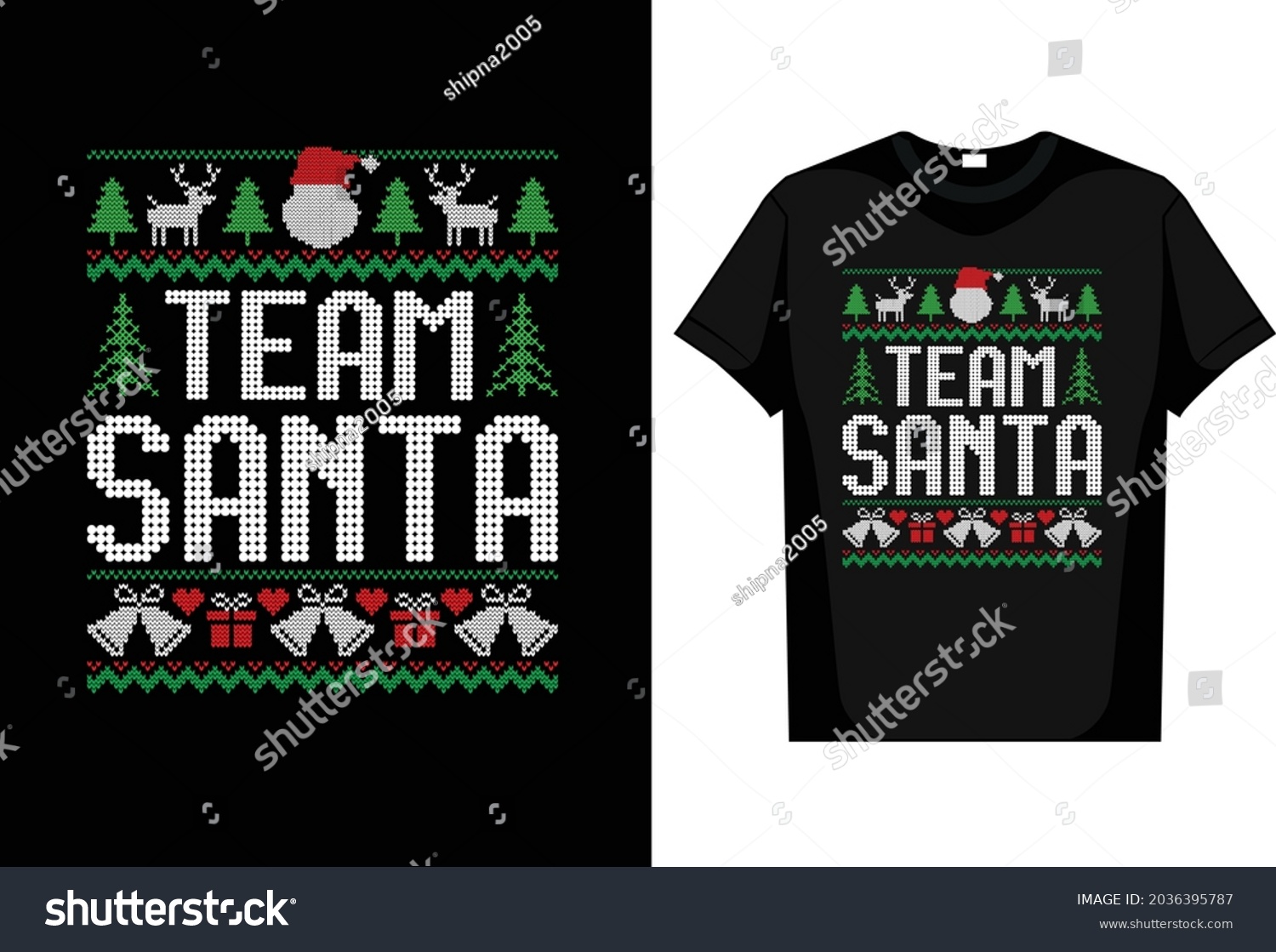 SVG of Christmas T-Shirt Team Santa editable Vector svg