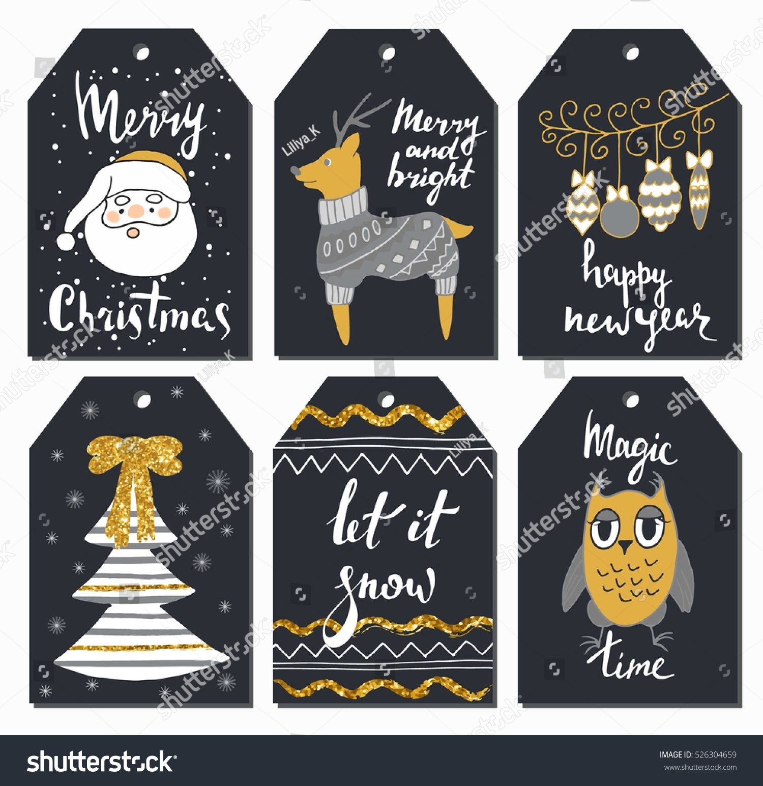 Christmas Tags Set, Hand Drawn Style. Vector Illustration. - 526304659 ...