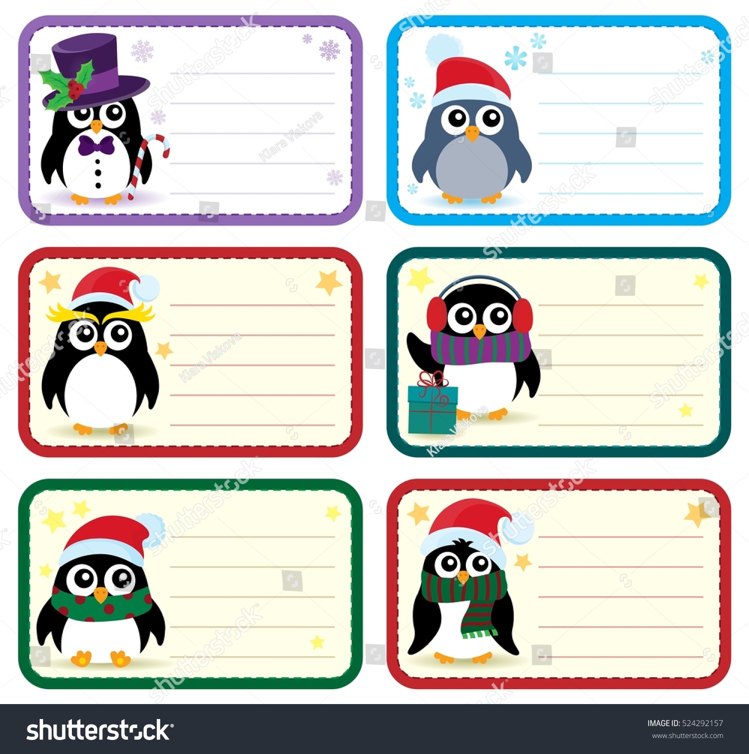 Christmas Tags Penguins Theme 1 Eps10 Stock Vector (Royalty Free) 524292157